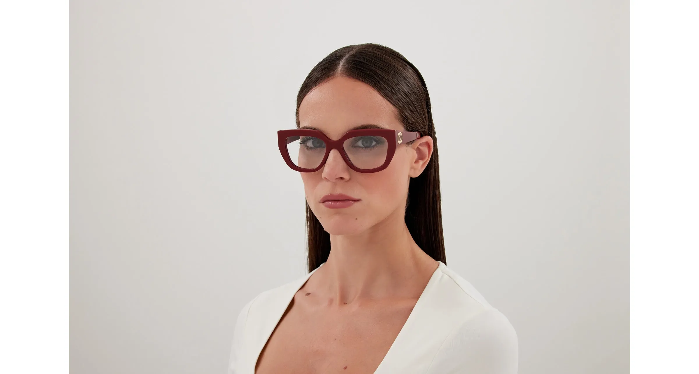 Gucci GG1847O 003 Montature da vista Acetato Bordeaux Trasparente Cat Eye - immagine 4