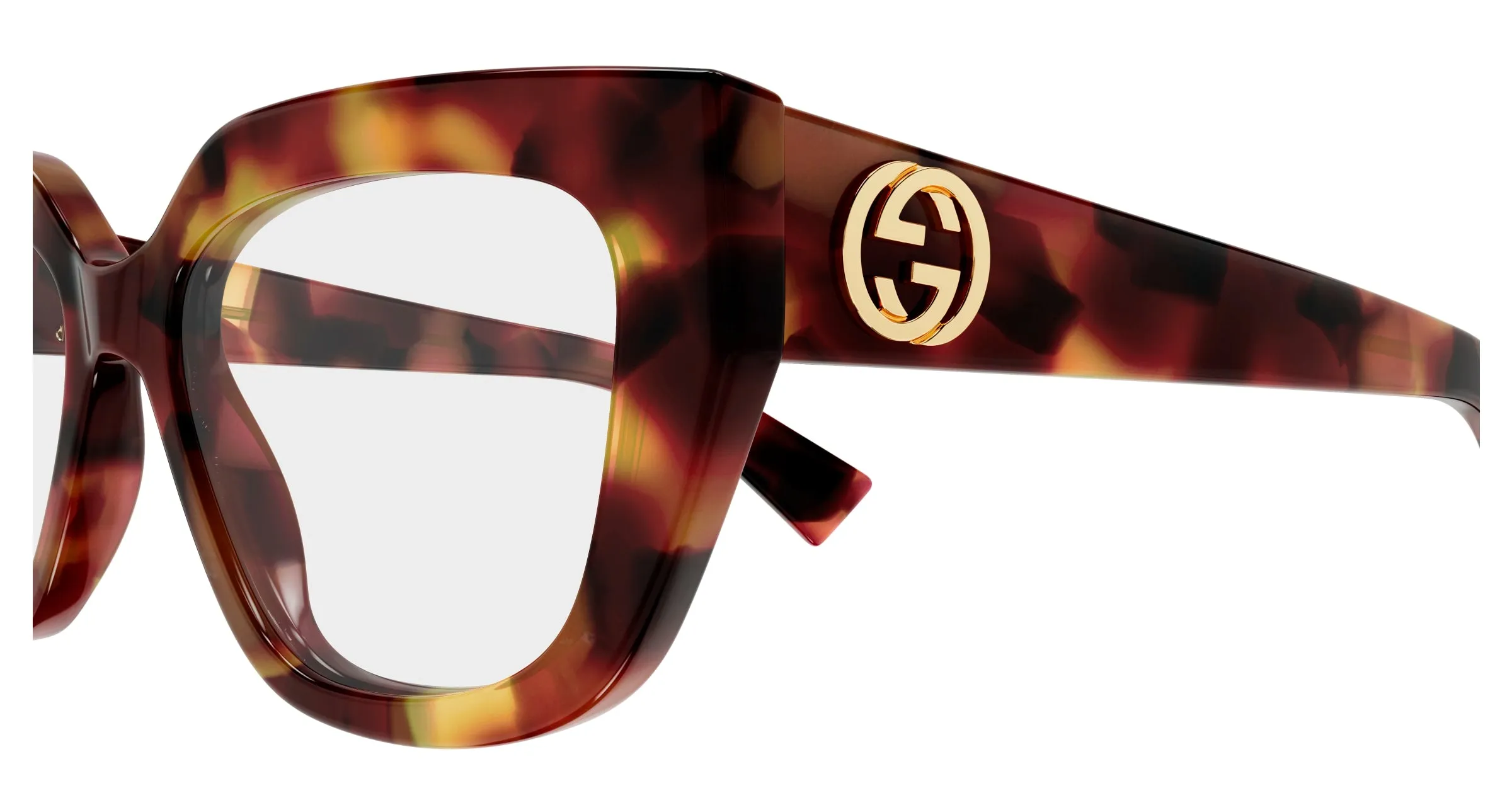 Gucci GG1847O 002 Montature da vista Acetato Havana Trasparente Cat Eye - immagine 3