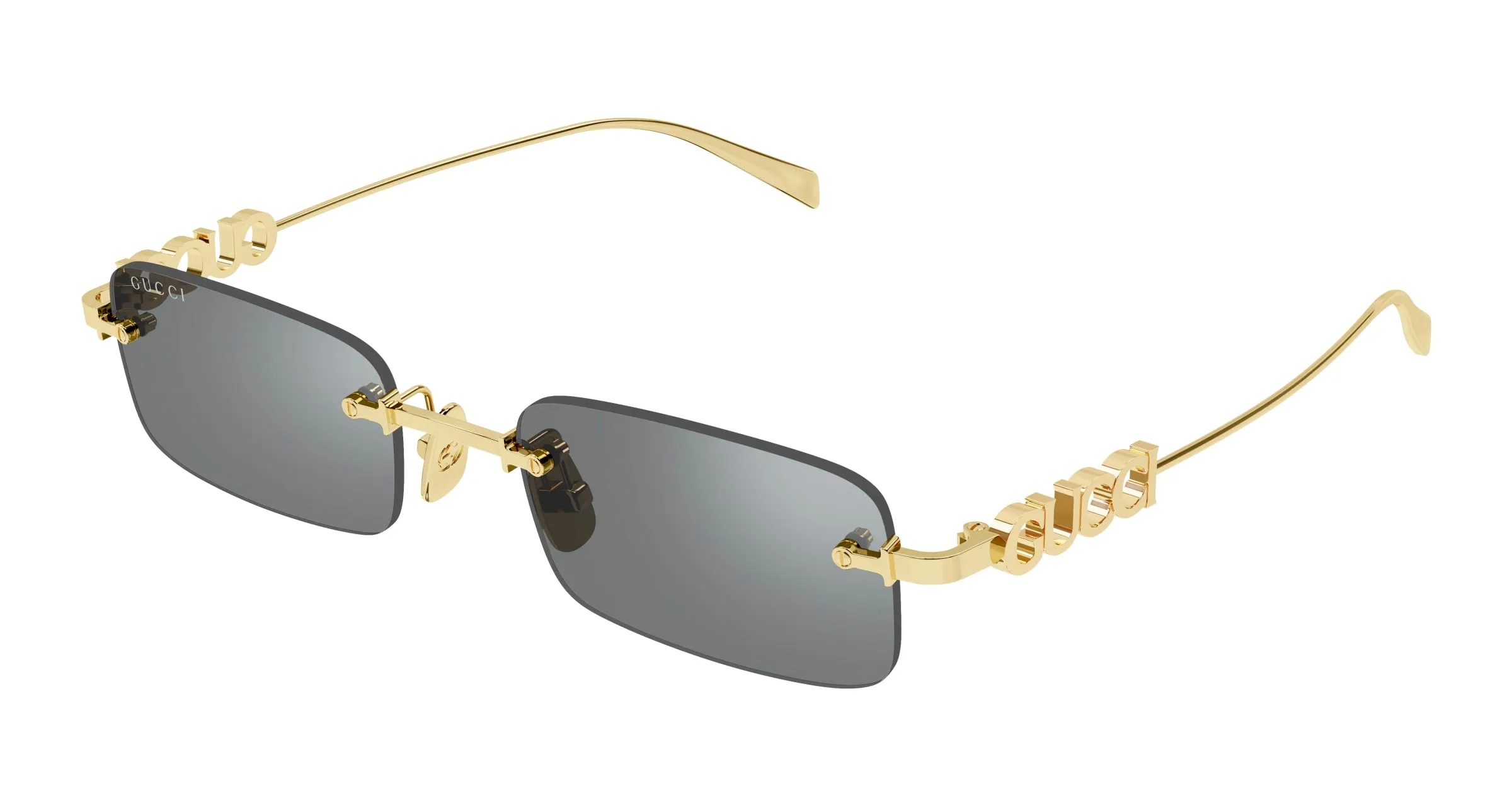 Gucci GG1808S 003 Occhiali da sole Metallo Oro Grigio Squadrata - immagine 1