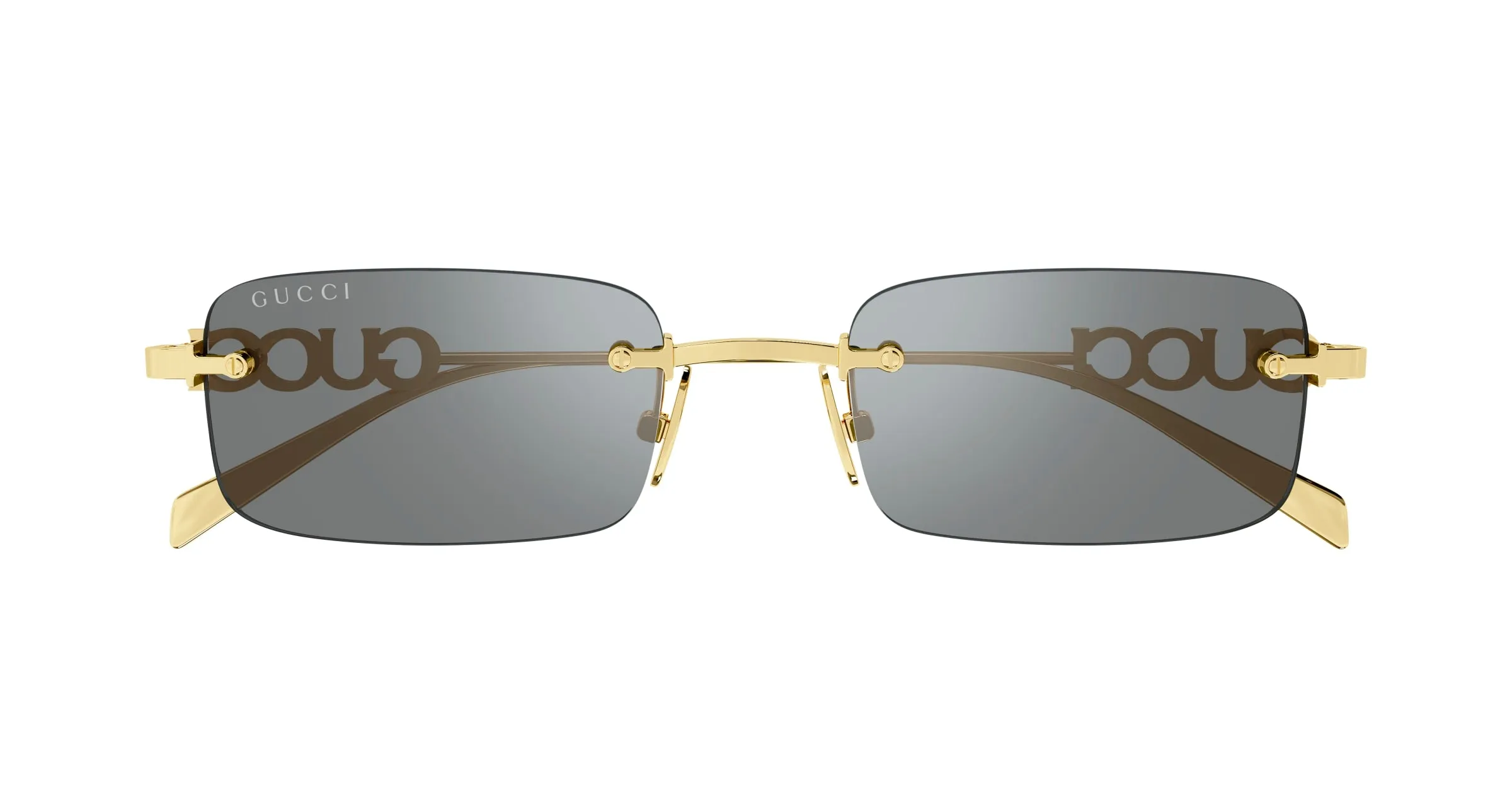 Gucci GG1808S 003 Occhiali da sole Metallo Oro Grigio Squadrata - immagine 2