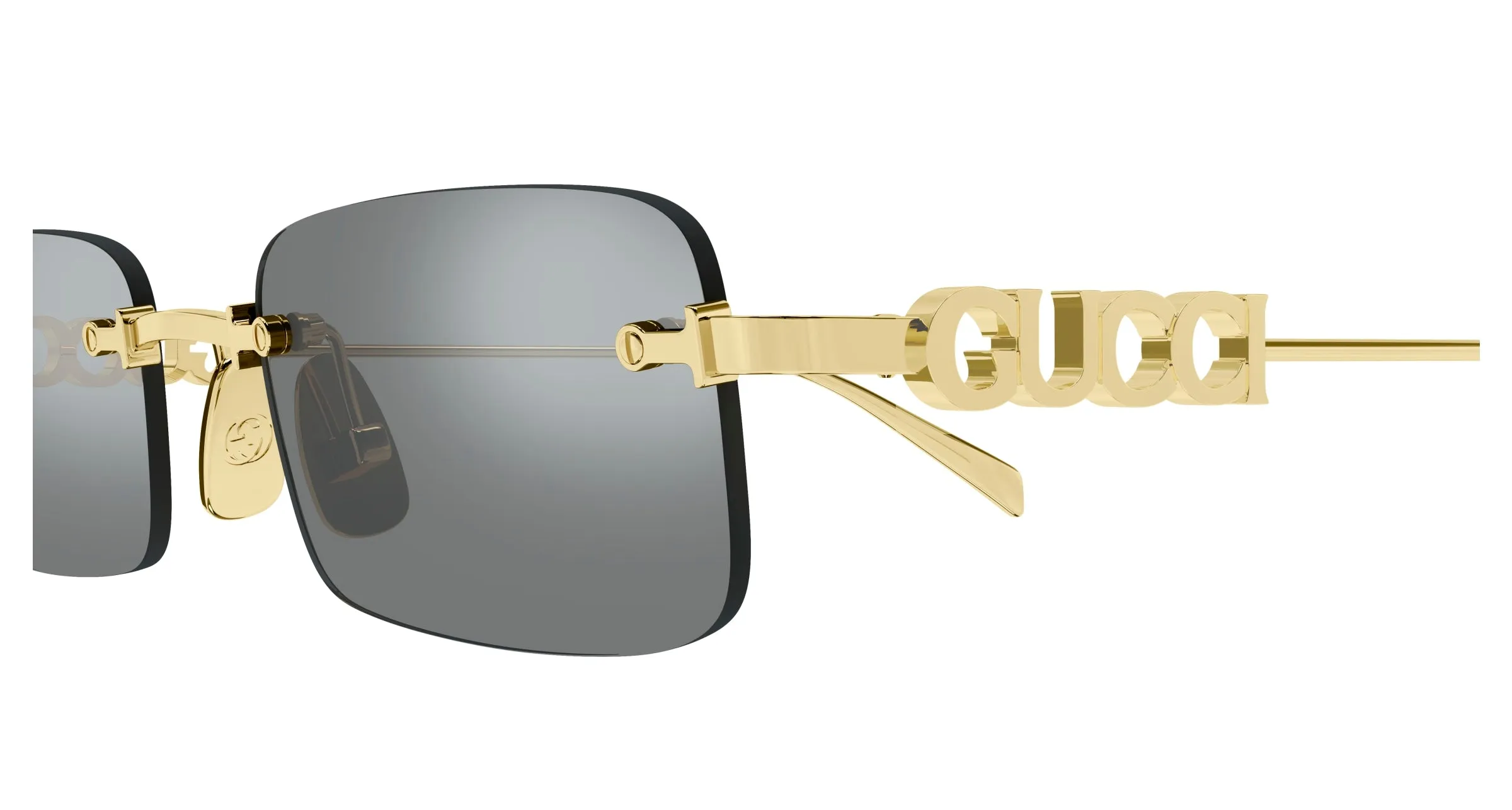 Gucci GG1808S 003 Occhiali da sole Metallo Oro Grigio Squadrata - immagine 3