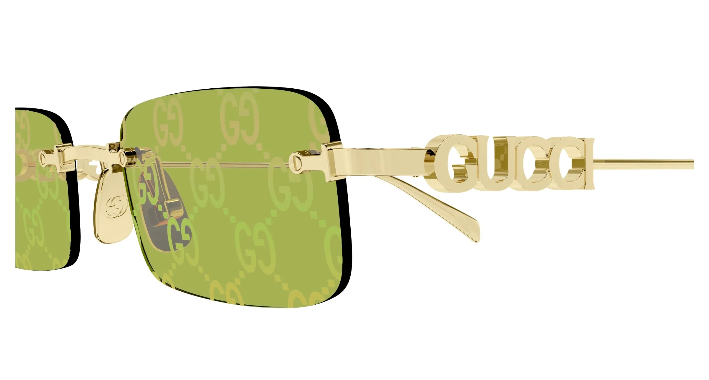 Gucci GG1808S 002 Occhiali da sole Metallo Oro Verde Squadrata - immagine 3