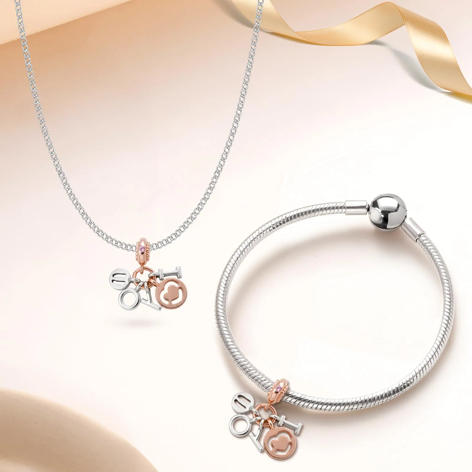 Ciondoli per Collane Argento 925 per Donna Charms per Bracciali in Oro Rosa - immagine 5