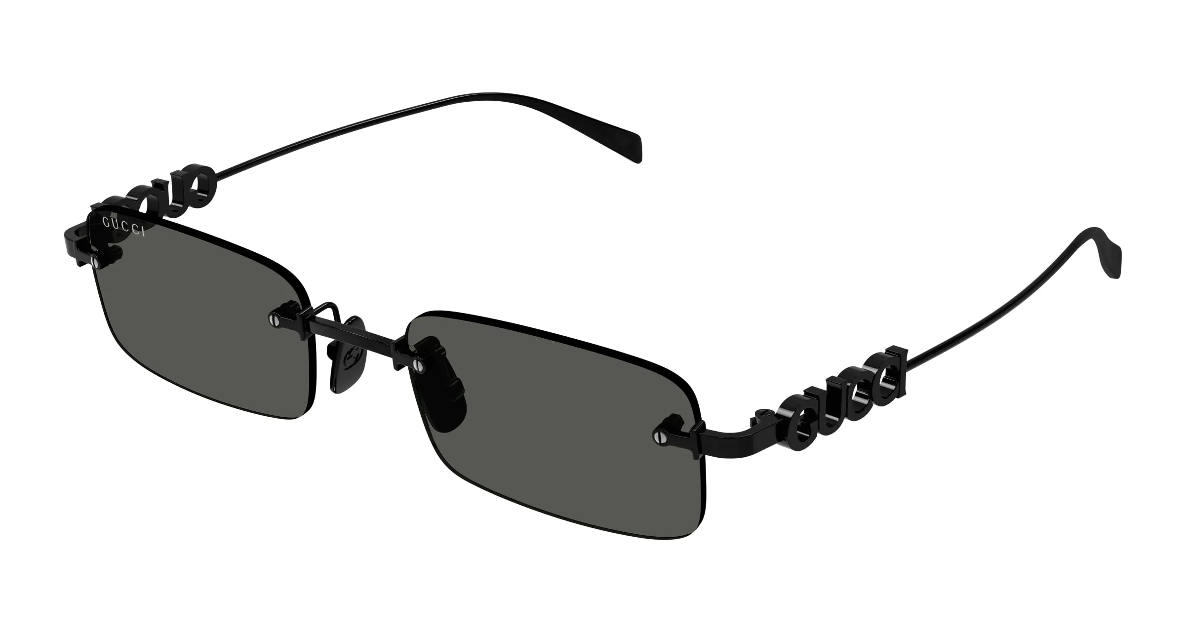 Gucci GG1808S 001 Occhiali da sole Metallo Nero Grigio Squadrata - immagine 1