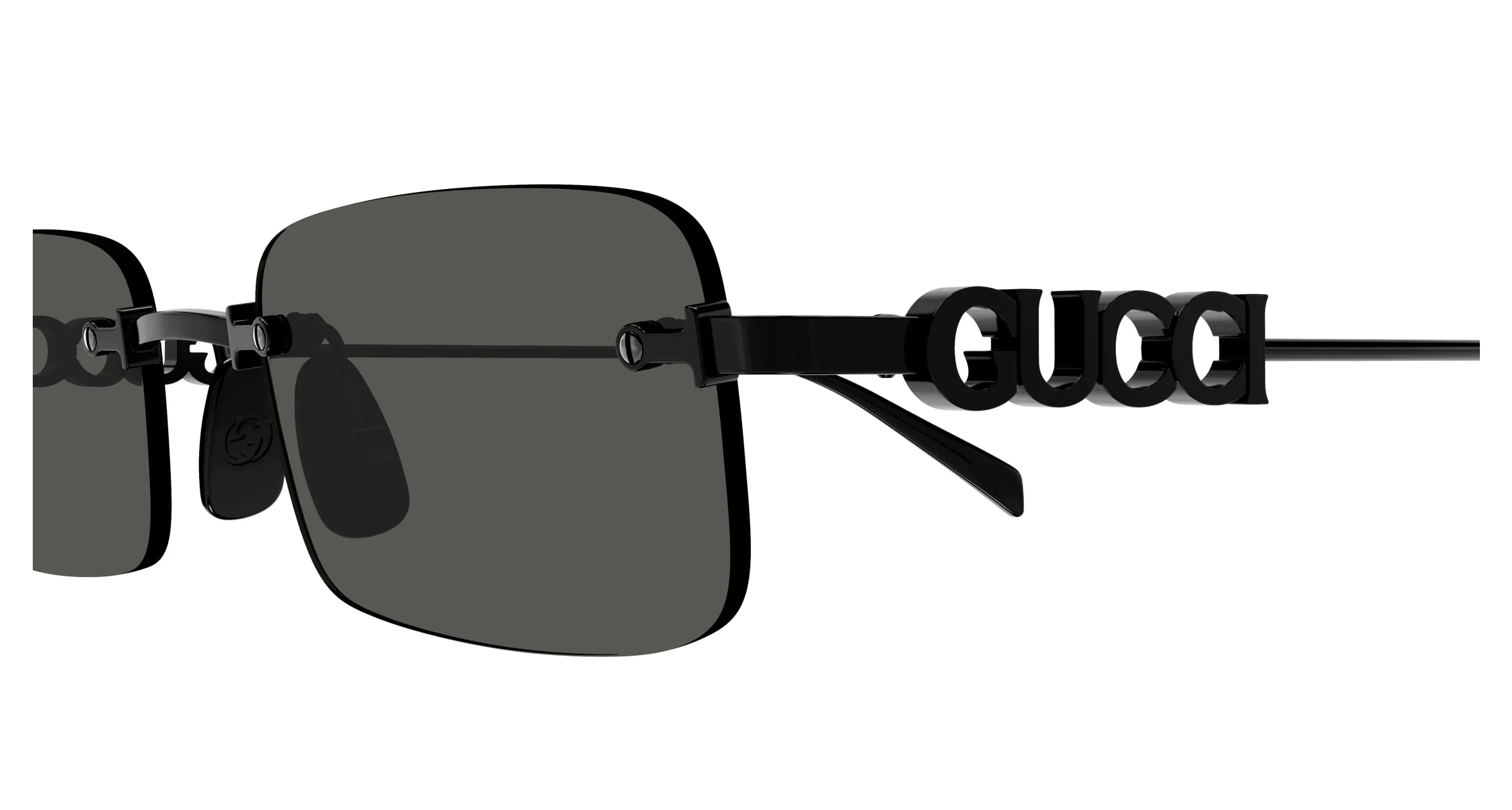 Gucci GG1808S 001 Occhiali da sole Metallo Nero Grigio Squadrata - immagine 3
