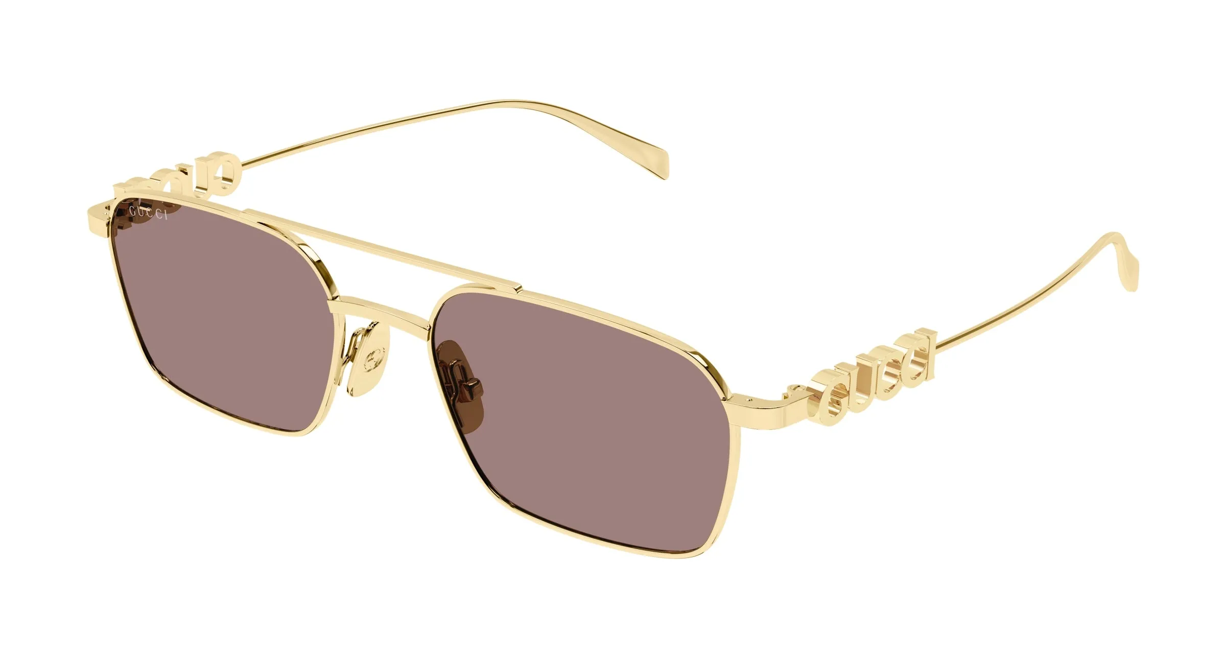 Gucci GG1804S 003 Occhiali da sole Metallo Oro Marrone Squadrata - immagine 1