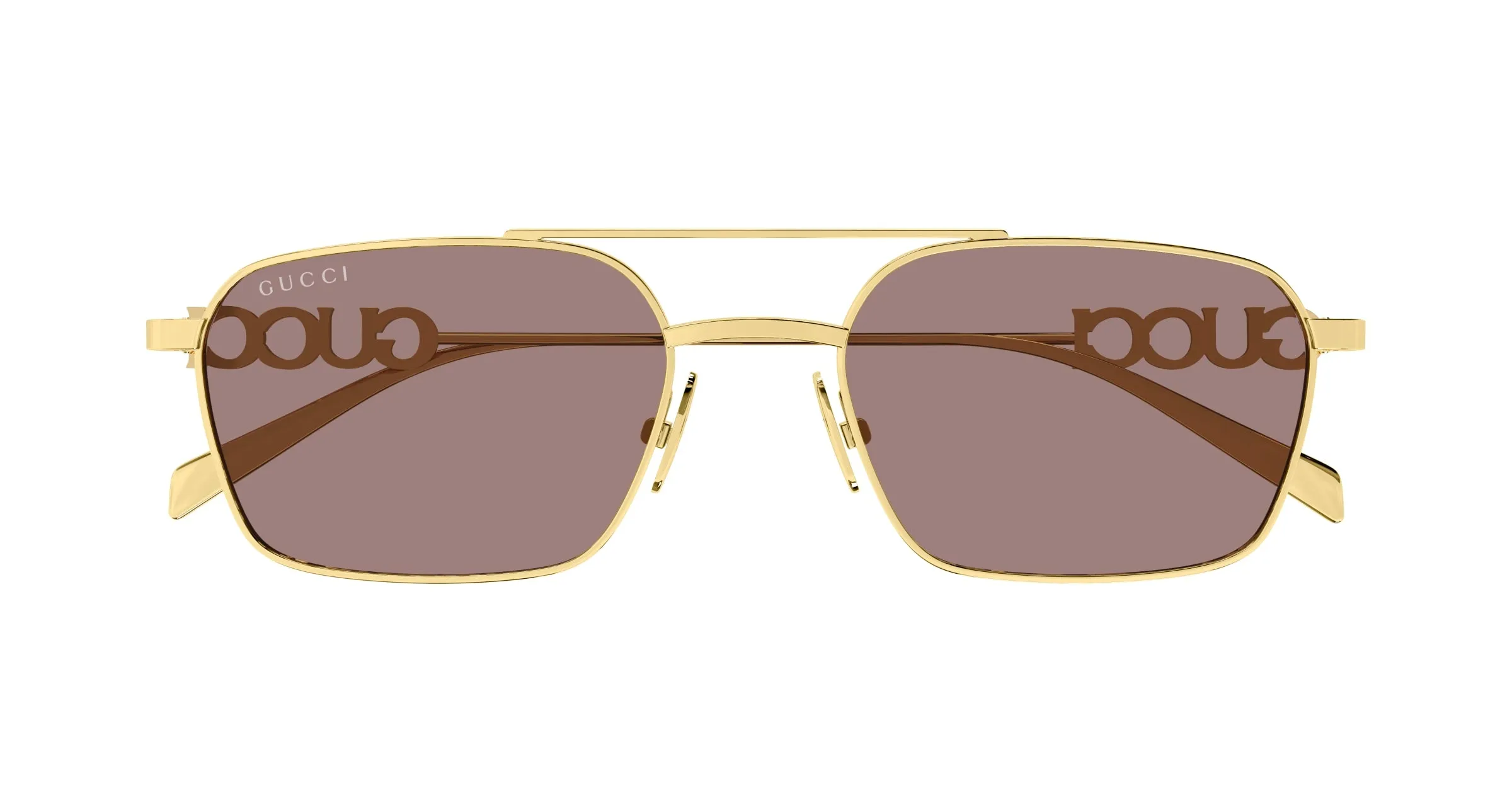Gucci GG1804S 003 Occhiali da sole Metallo Oro Marrone Squadrata - immagine 2