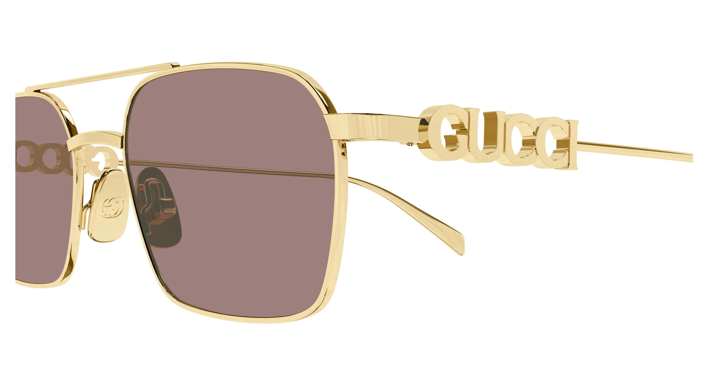 Gucci GG1804S 003 Occhiali da sole Metallo Oro Marrone Squadrata - immagine 3