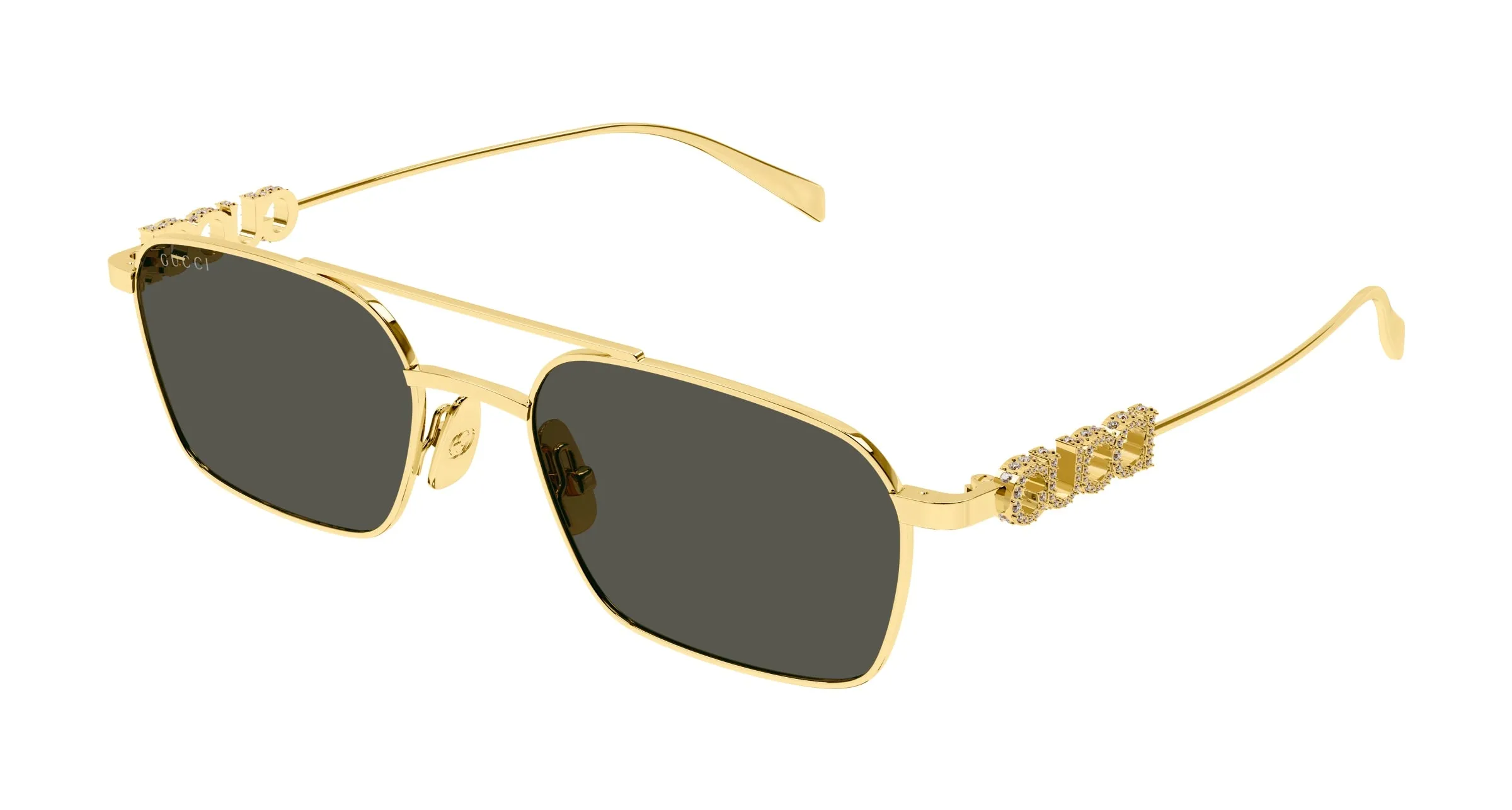 Gucci GG1804S 001 Occhiali da sole Metallo Oro Grigio Squadrata - immagine 1