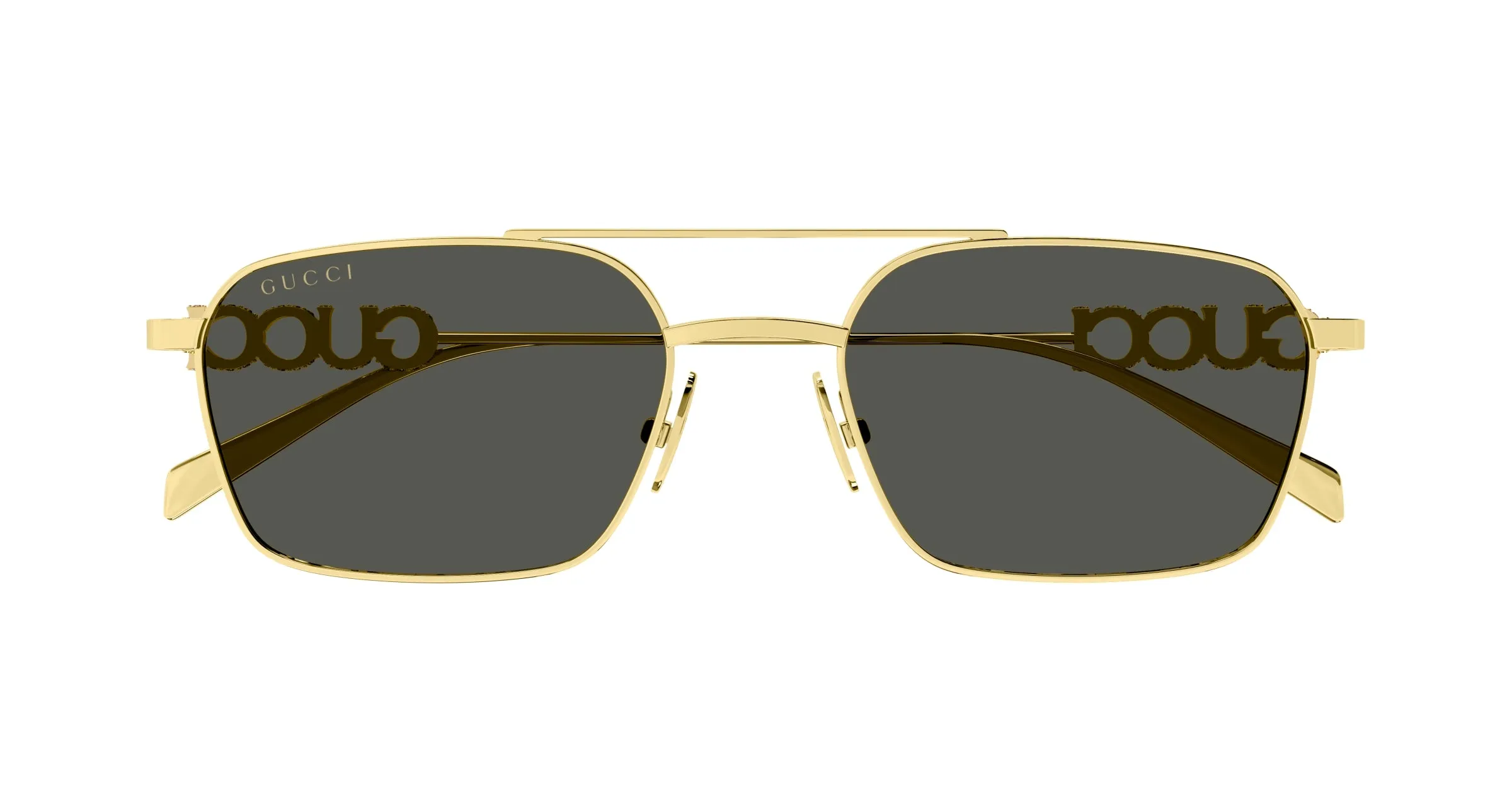 Gucci GG1804S 001 Occhiali da sole Metallo Oro Grigio Squadrata - immagine 2