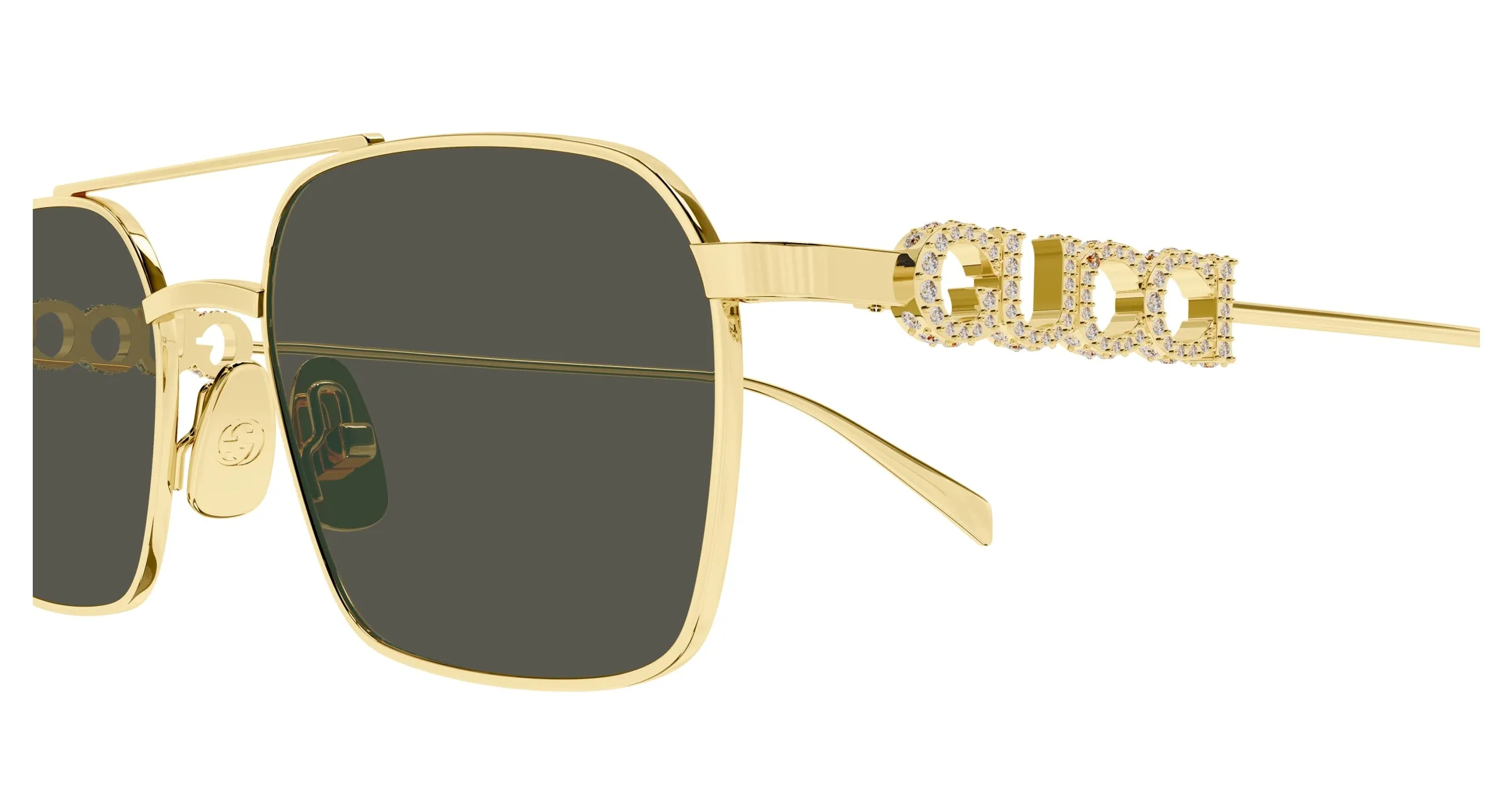 Gucci GG1804S 001 Occhiali da sole Metallo Oro Grigio Squadrata - immagine 3