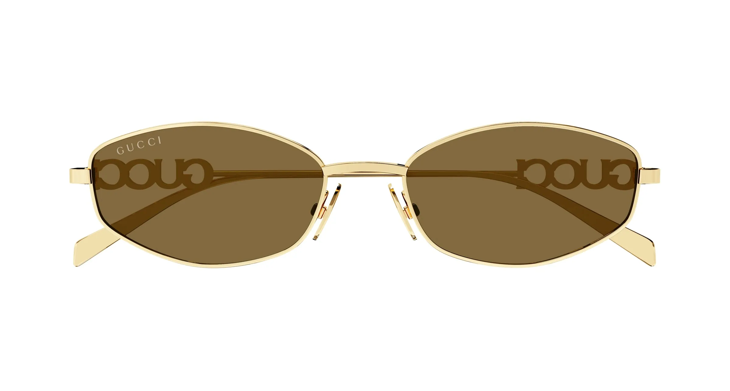 Gucci GG1802S 005 Occhiali da sole Metallo Oro Marrone Rotonda - immagine 2