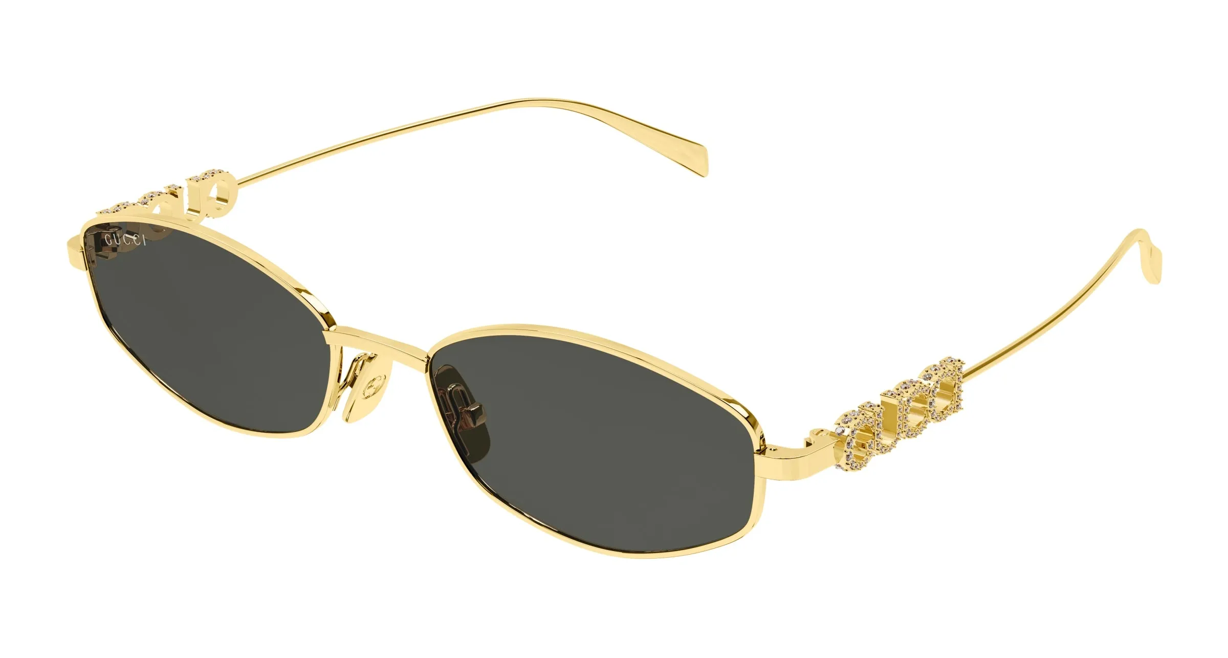 Gucci GG1802S 001 Occhiali da sole Metallo Oro Grigio Rotonda - immagine 1