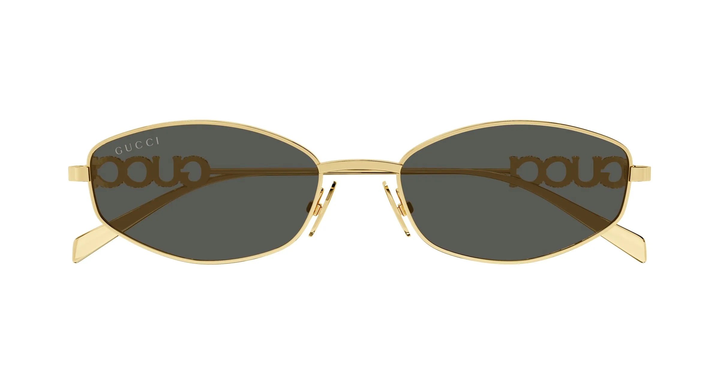 Gucci GG1802S 001 Occhiali da sole Metallo Oro Grigio Rotonda - immagine 2