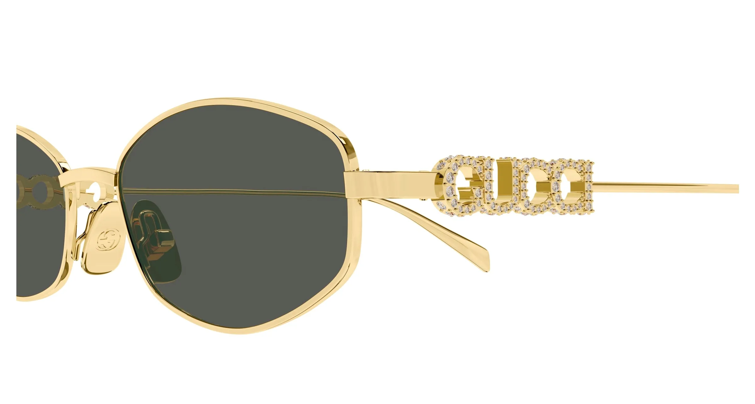 Gucci GG1802S 001 Occhiali da sole Metallo Oro Grigio Rotonda - immagine 3