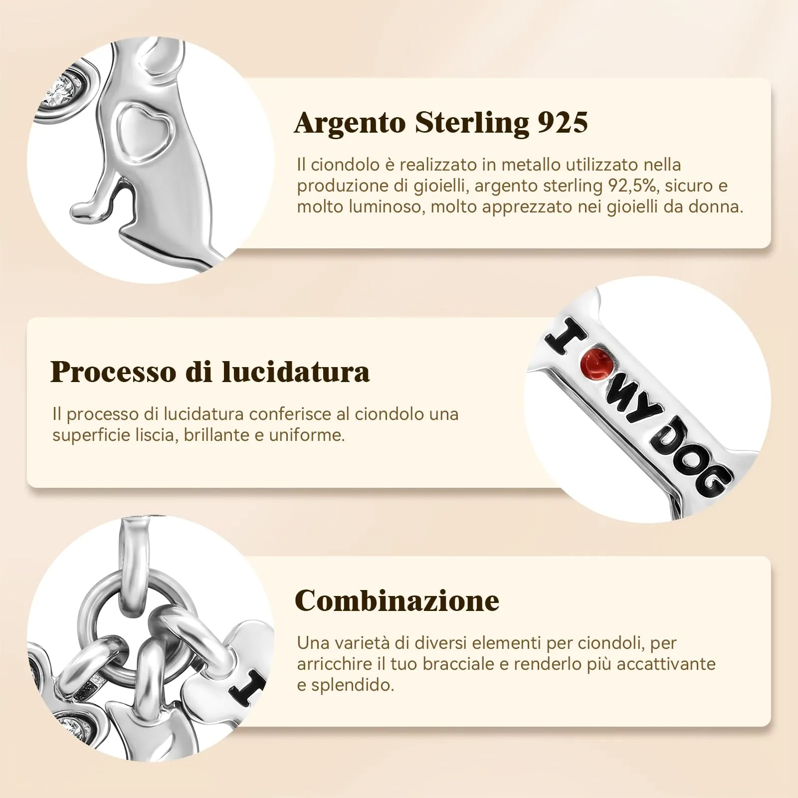 Ciondoli per Collane Bead Charm Argento 925 Donna Charms per Bracciali - immagine 6