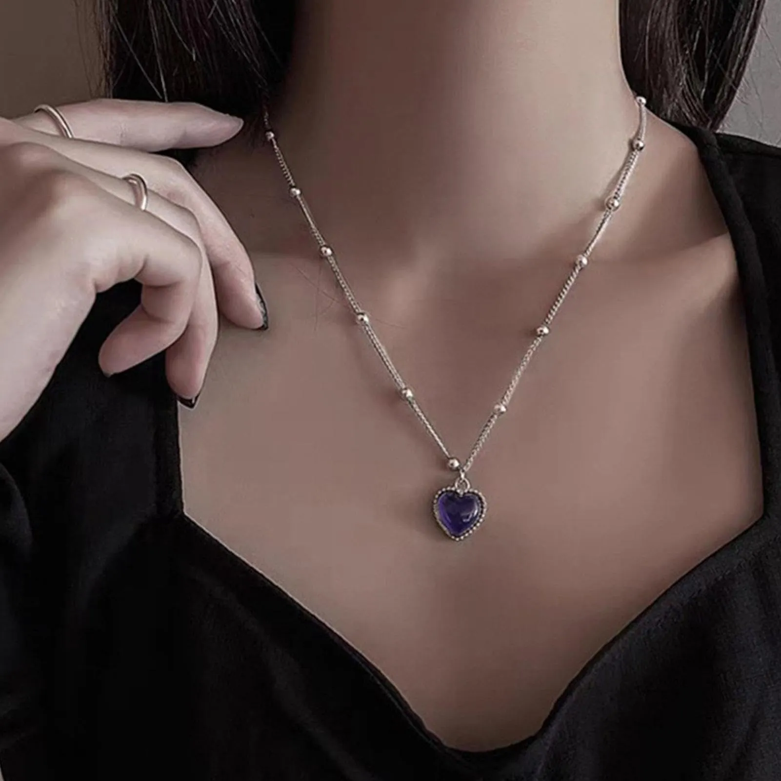 Collana Che Cambia Colore Ciondolo Cuore Termocromico Sensibile Temperatura - immagine 3