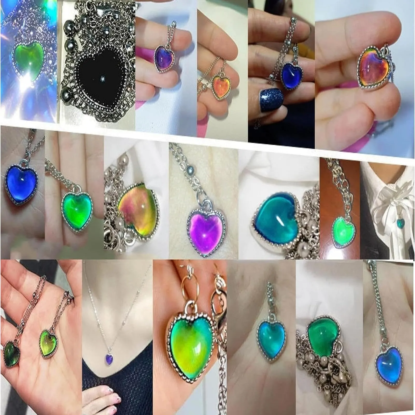 Collana Che Cambia Colore Ciondolo Cuore Termocromico Sensibile Temperatura - immagine 6