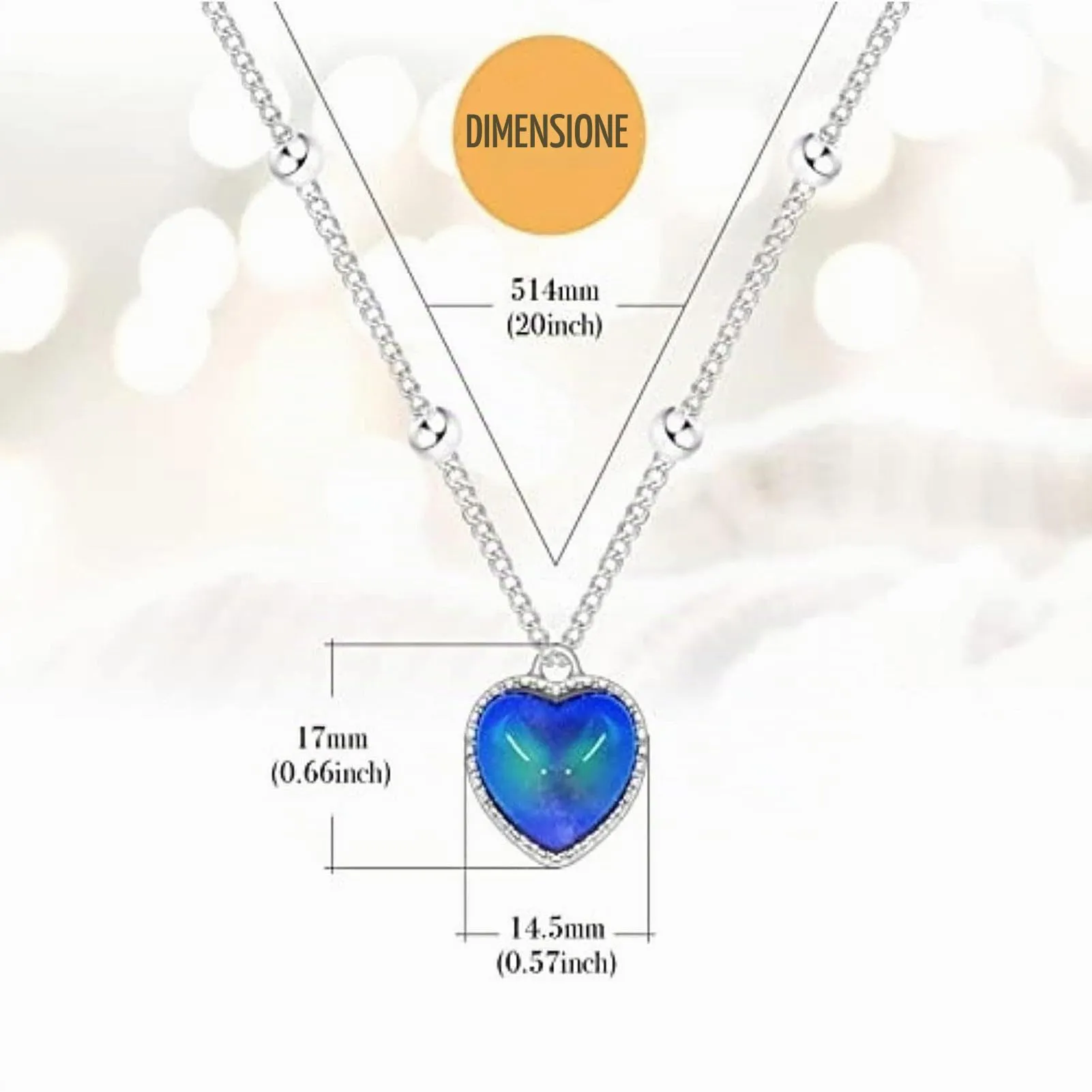 Collana Che Cambia Colore Ciondolo Cuore Termocromico Sensibile Temperatura - immagine 9