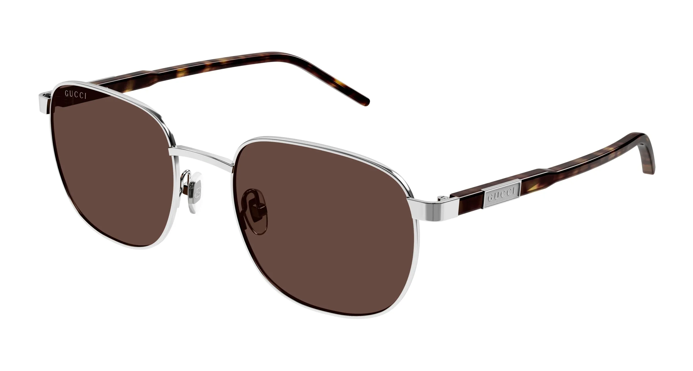 Gucci GG1799S 002 Occhiali da sole Metallo Argento Marrone Squadrata - immagine 1