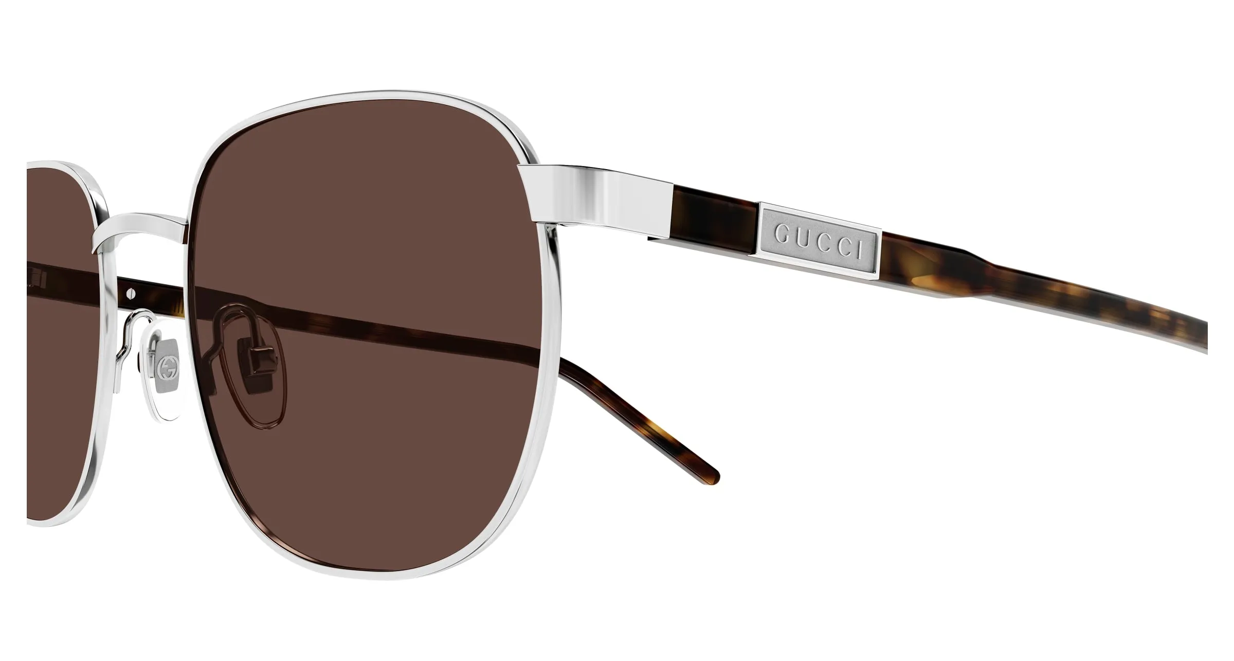 Gucci GG1799S 002 Occhiali da sole Metallo Argento Marrone Squadrata - immagine 3
