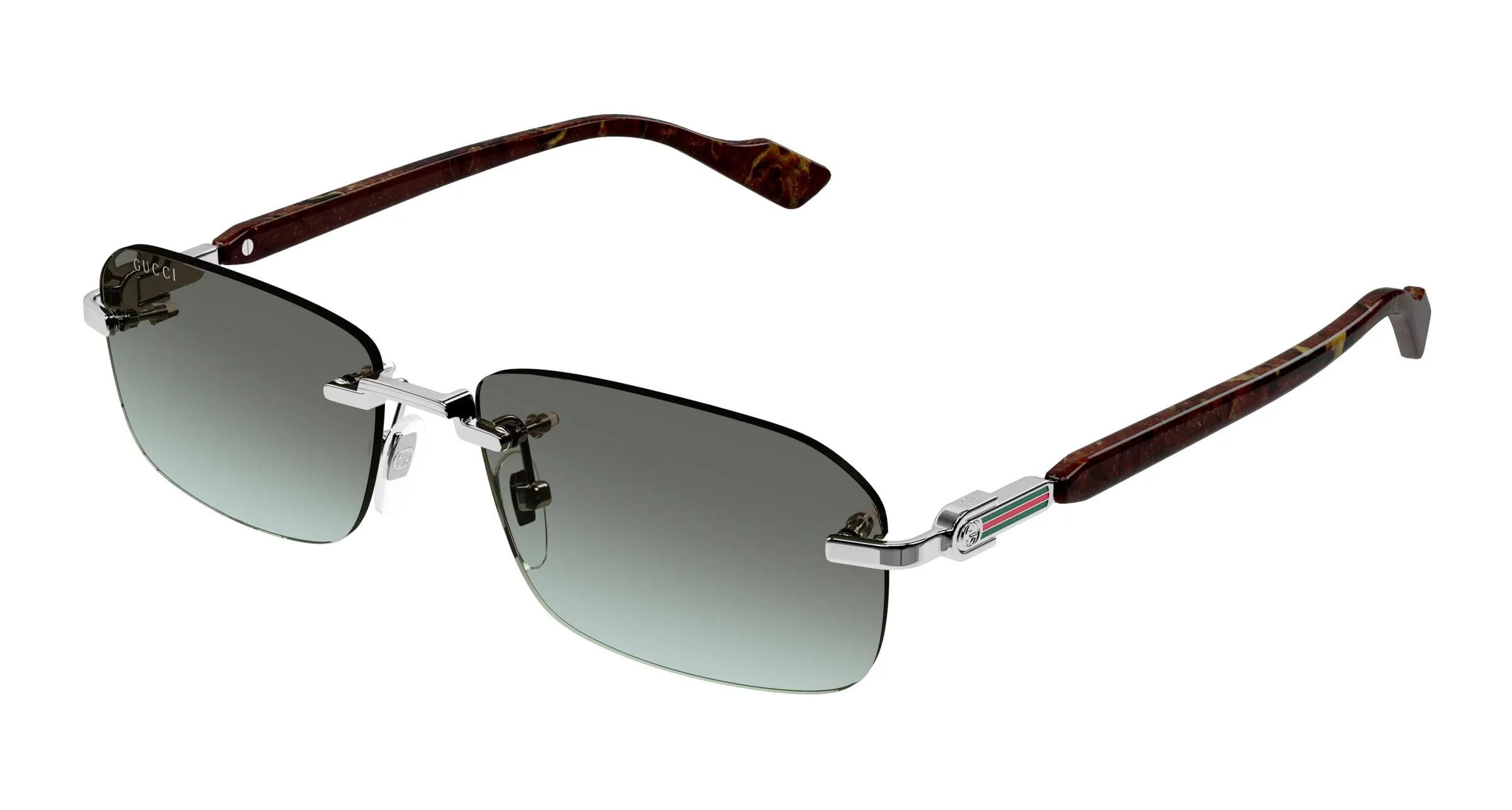 Gucci GG1221S 008 Occhiali da sole Metallo Argento Marrone Squadrata - immagine 1