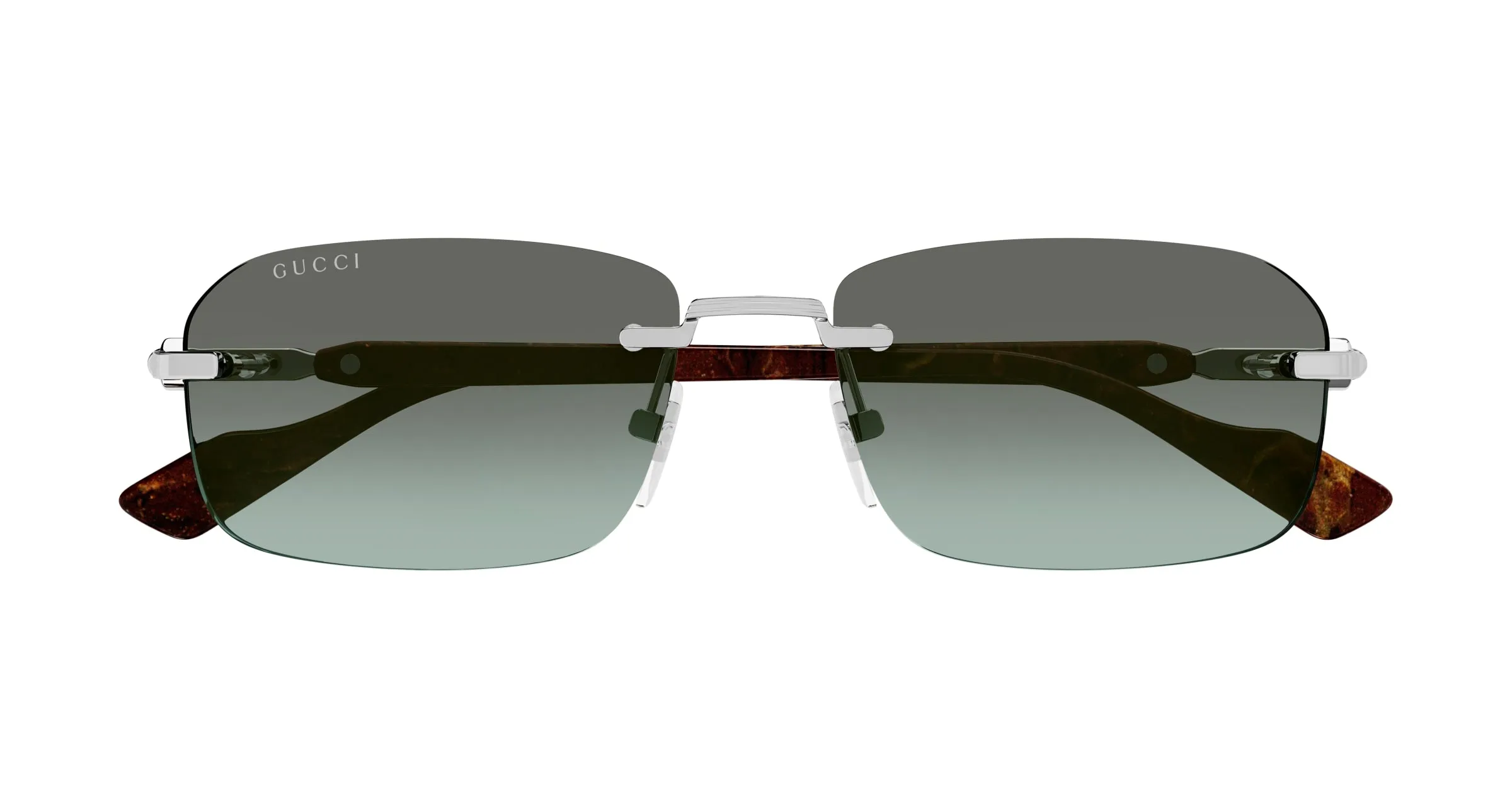 Gucci GG1221S 008 Occhiali da sole Metallo Argento Marrone Squadrata - immagine 2