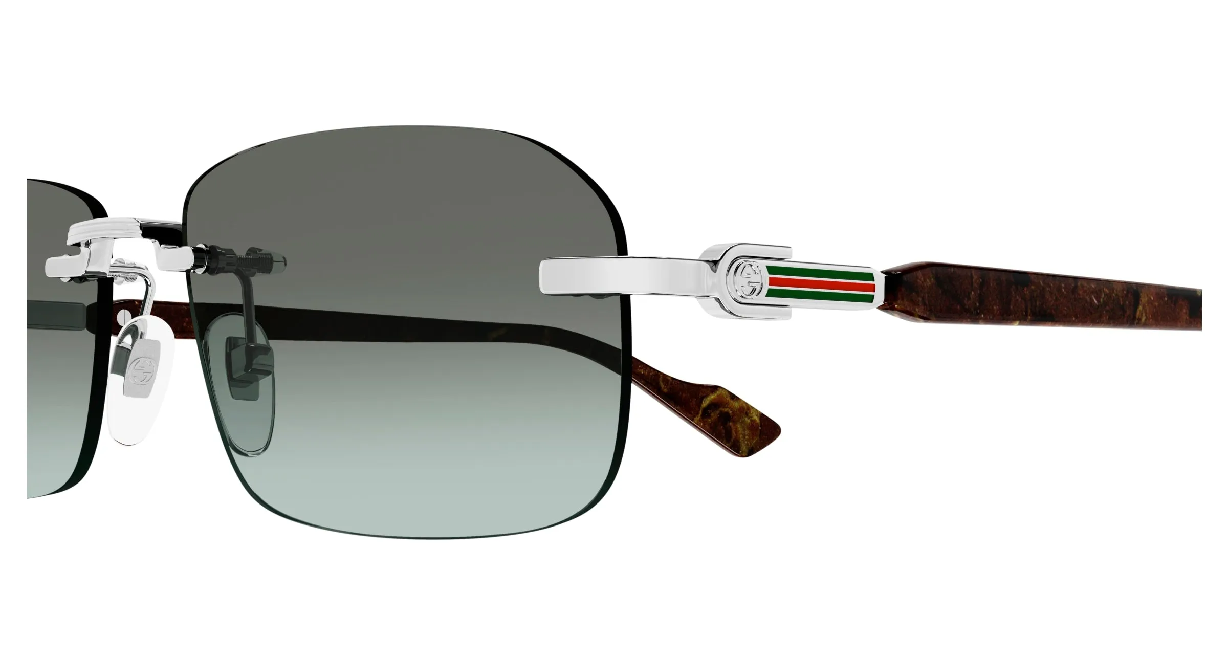 Gucci GG1221S 008 Occhiali da sole Metallo Argento Marrone Squadrata - immagine 3