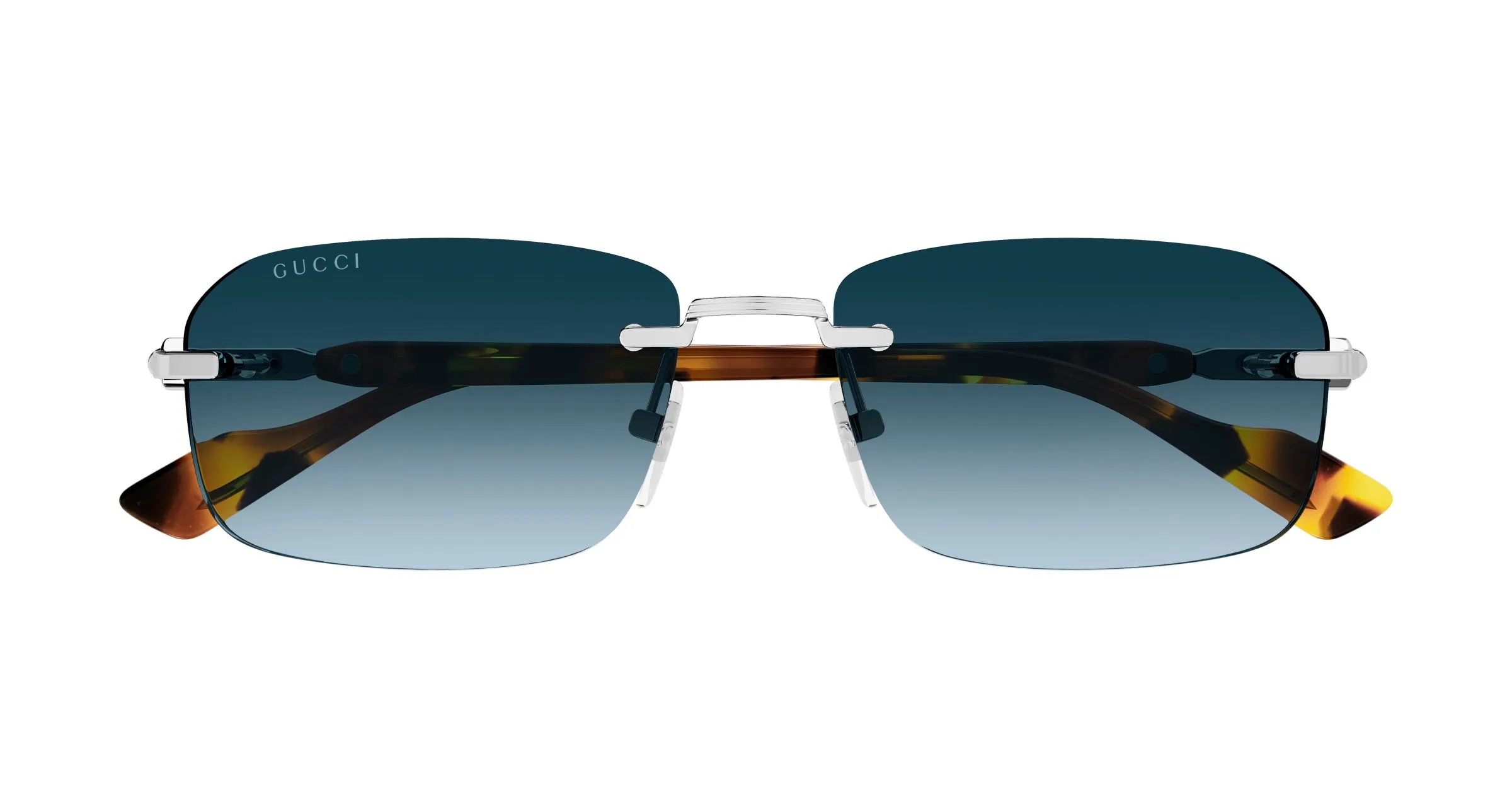 Gucci GG1221S 007 Occhiali da sole Metallo Argento Blu Squadrata - immagine 2
