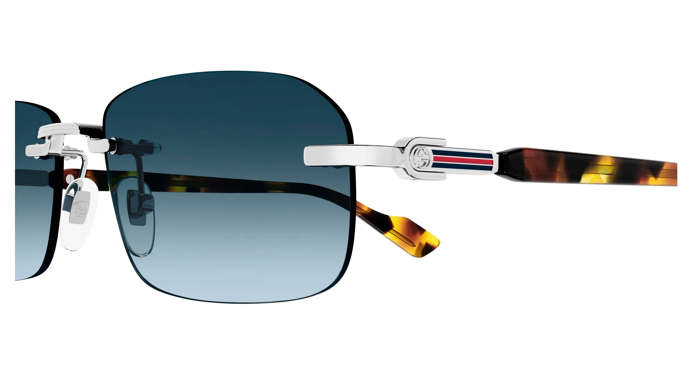 Gucci GG1221S 007 Occhiali da sole Metallo Argento Blu Squadrata - immagine 3