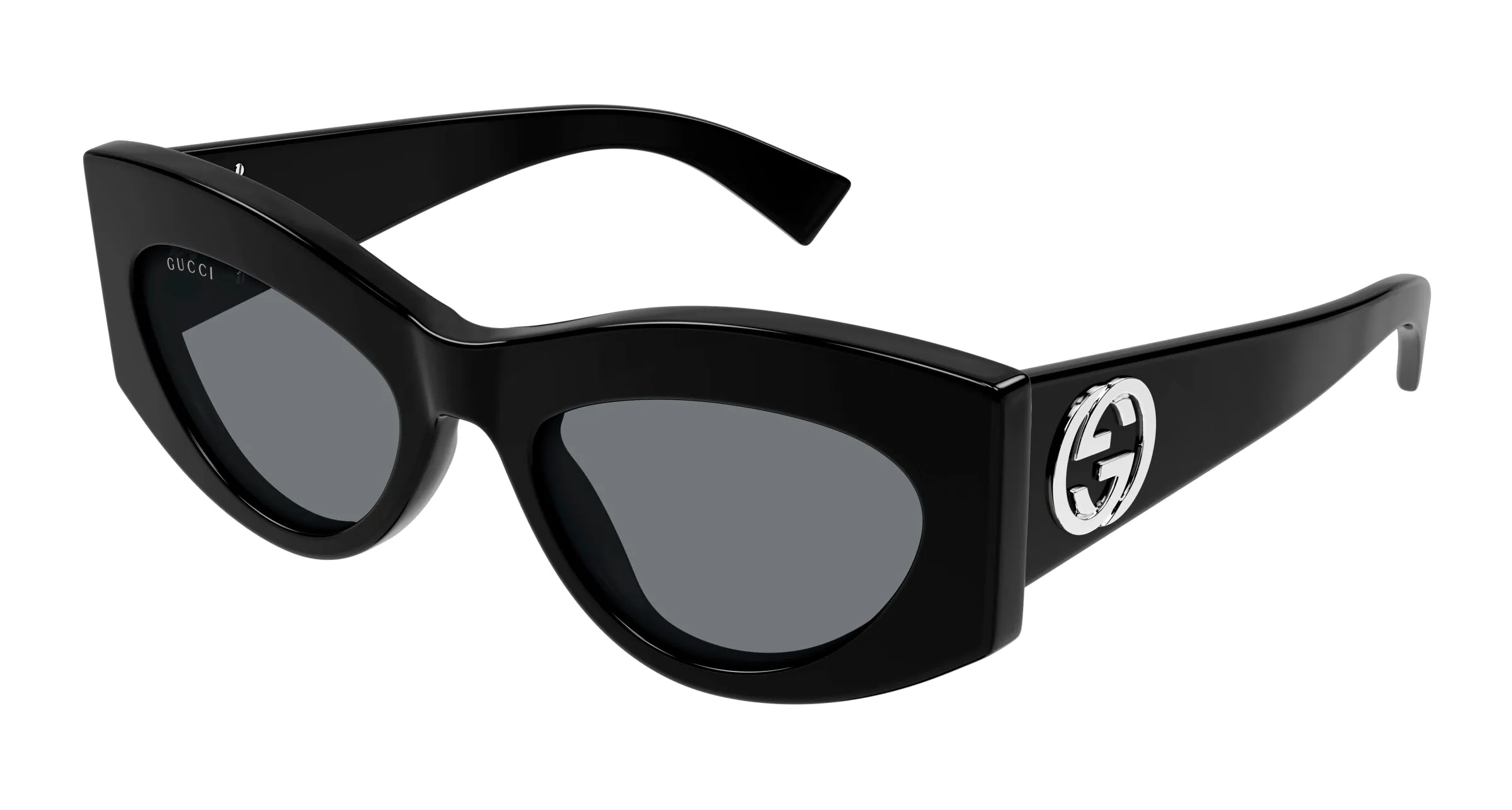 Gucci GG1843S 001 Occhiali da sole Acetato Nero Fumo Cat Eye - immagine 1