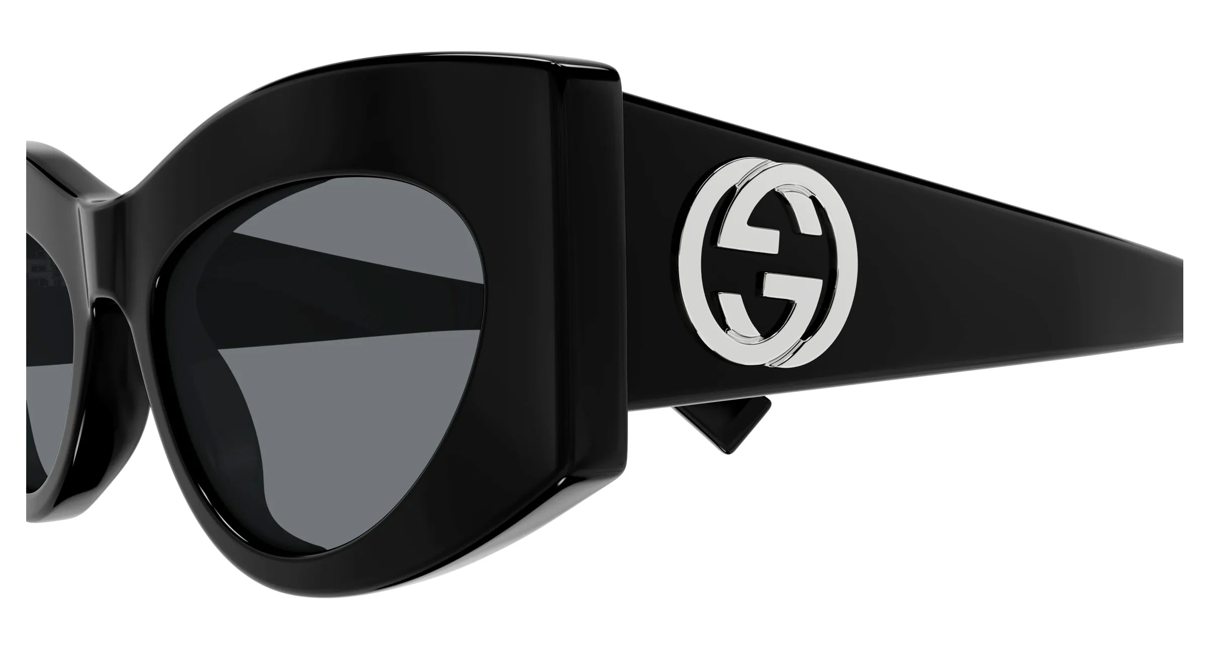 Gucci GG1843S 001 Occhiali da sole Acetato Nero Fumo Cat Eye - immagine 3