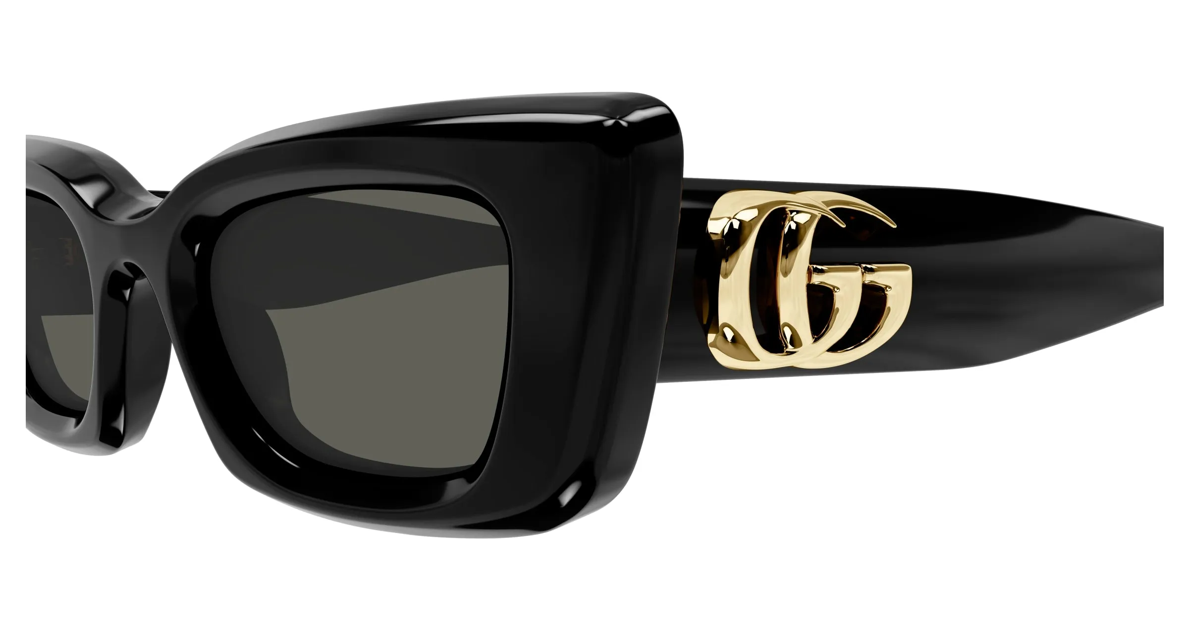 Gucci GG1827S 001 Occhiali da sole Iniettato Nero Grigio Cat Eye - immagine 3