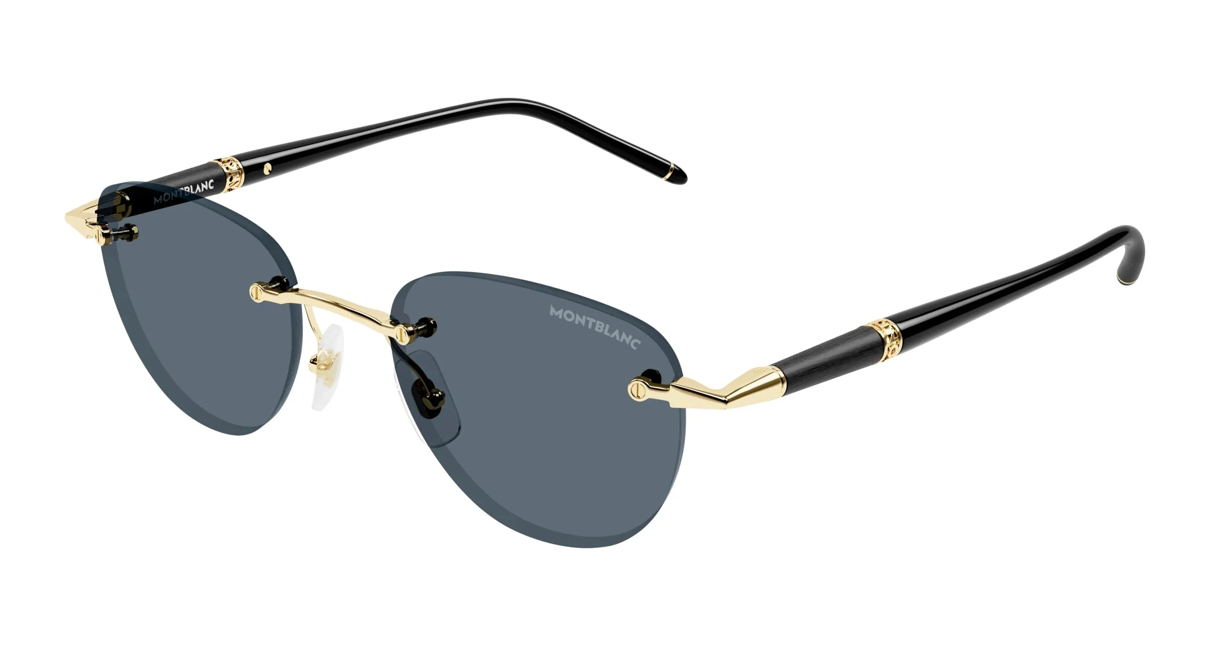 Montblanc MB0412S 001 Occhiali da sole Metallo Oro Grigio Rotonda - immagine 1
