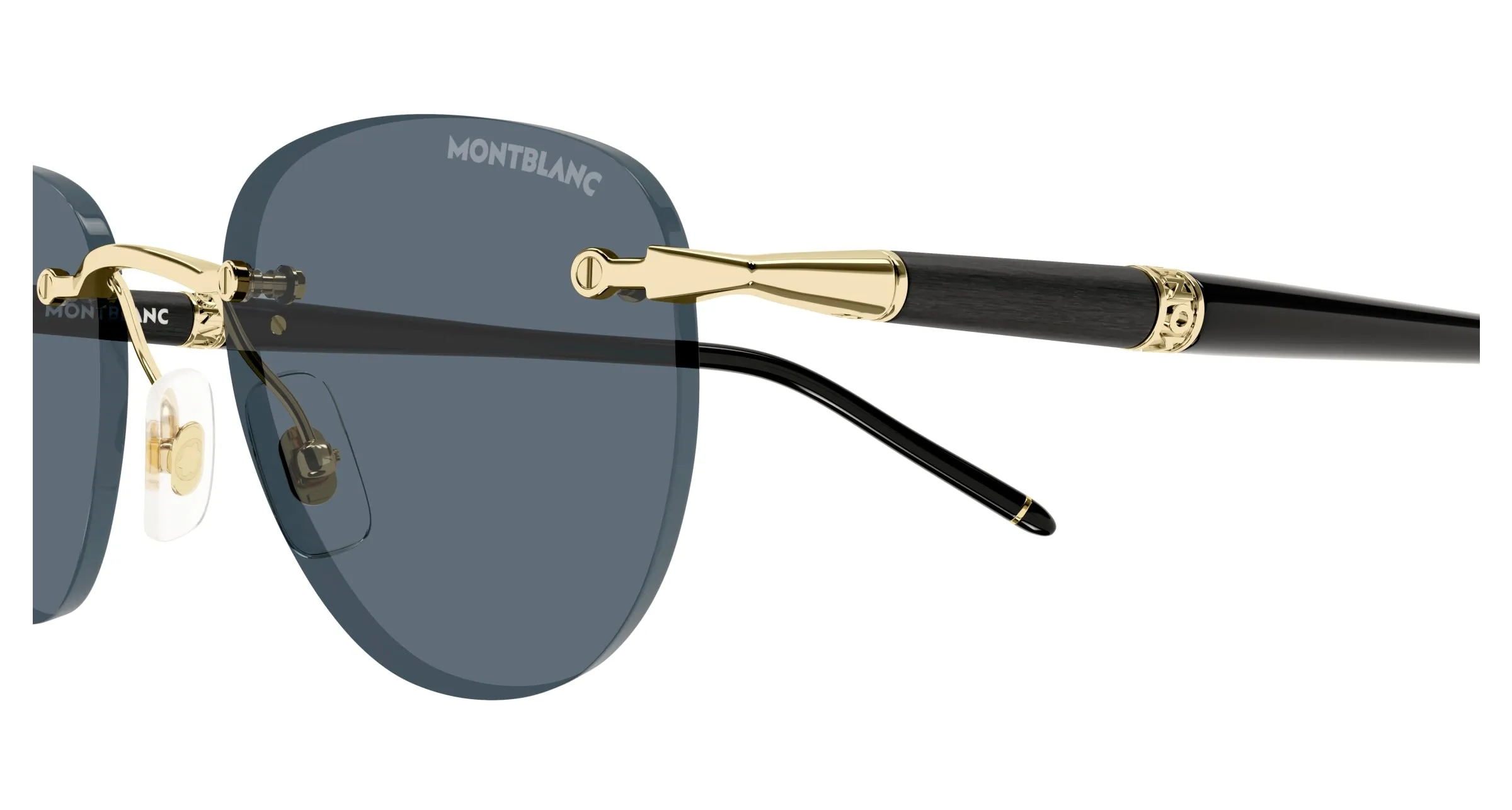 Montblanc MB0412S 001 Occhiali da sole Metallo Oro Grigio Rotonda - immagine 3
