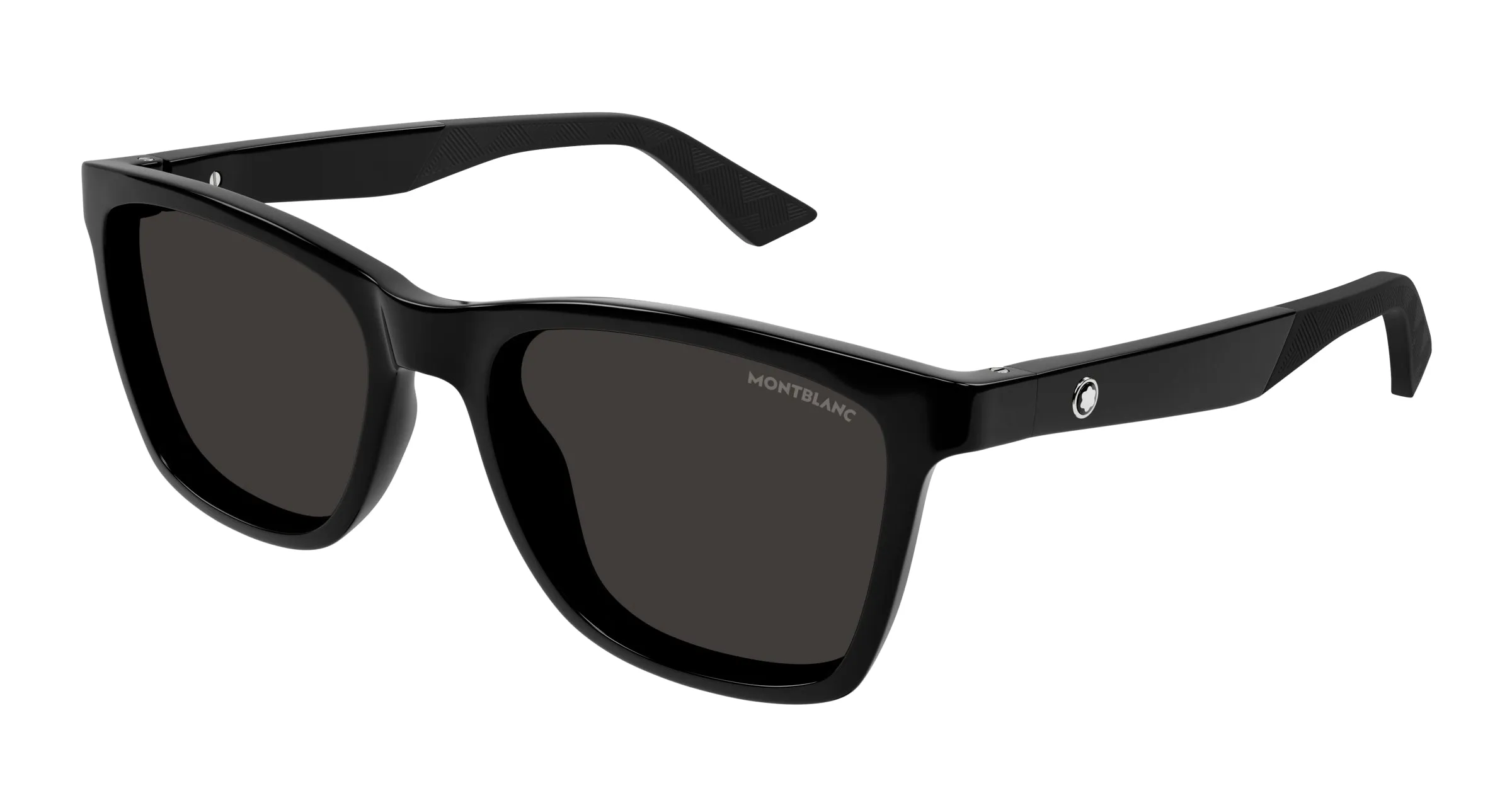 Montblanc MB0399S 001 Occhiali da sole Iniettato Nero Grigio Squadrata - immagine 1