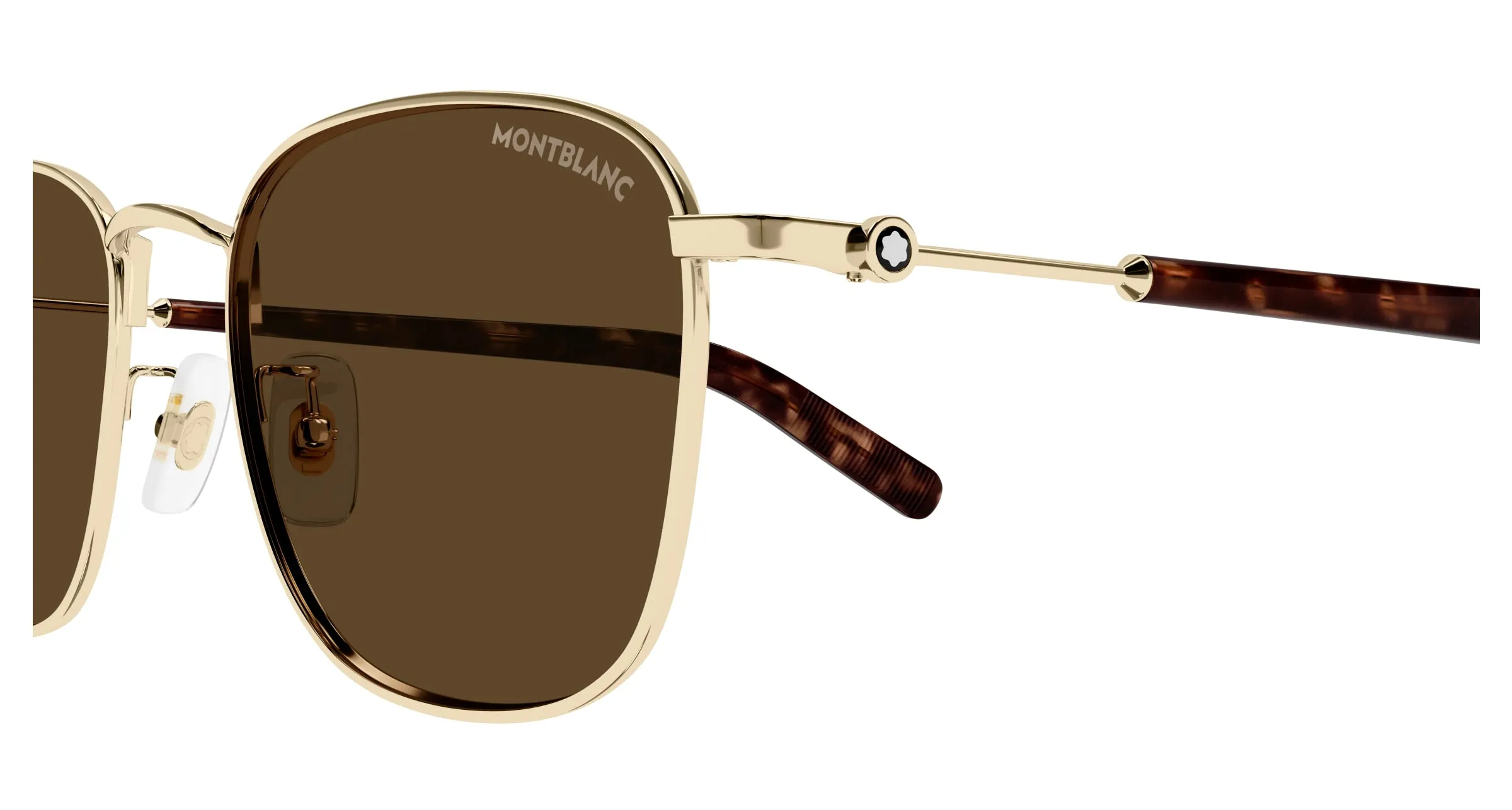 Montblanc MB0392SA 004 Occhiali da sole Metallo Oro Marrone Squadrata - immagine 2