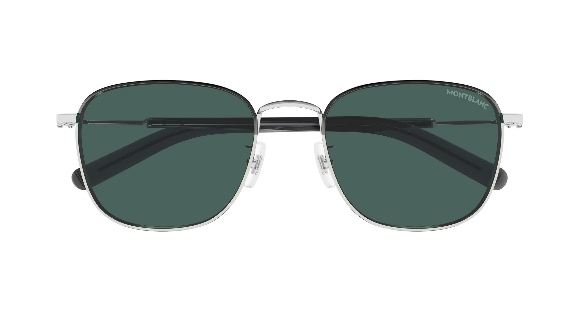 Montblanc MB0392SA 003 Occhiali da sole Metallo Argento Verde Squadrata - immagine 3
