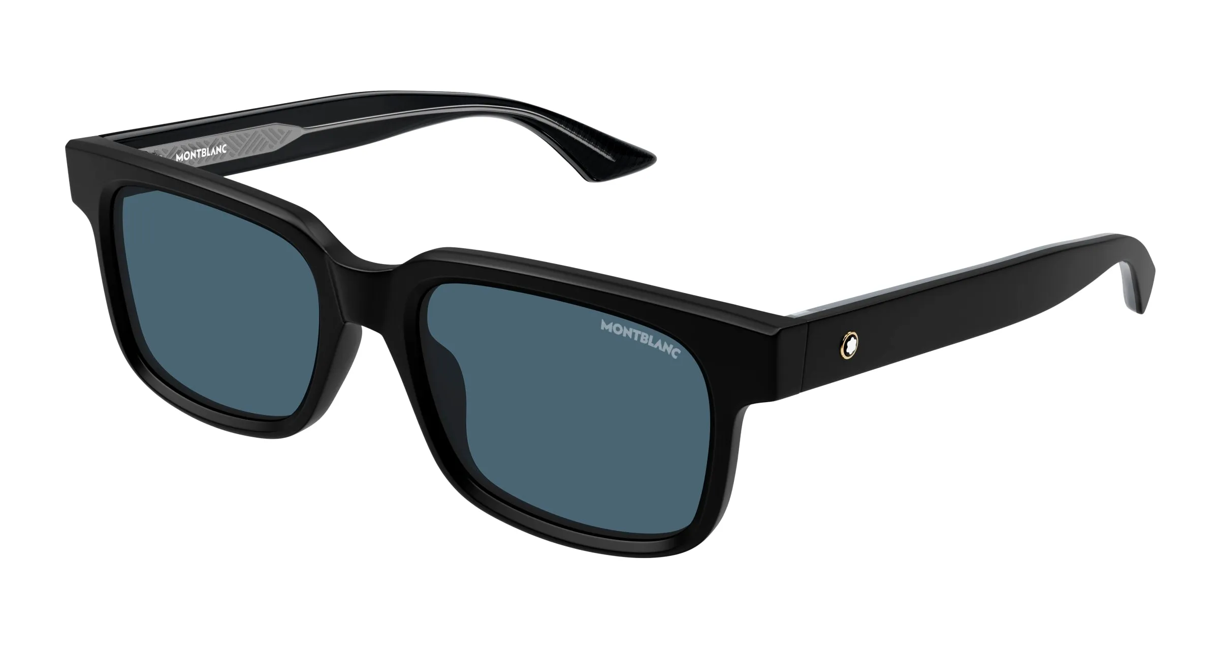 Montblanc MB0383S 003 Occhiali da sole Acetato Nero Blu Squadrata - immagine 1