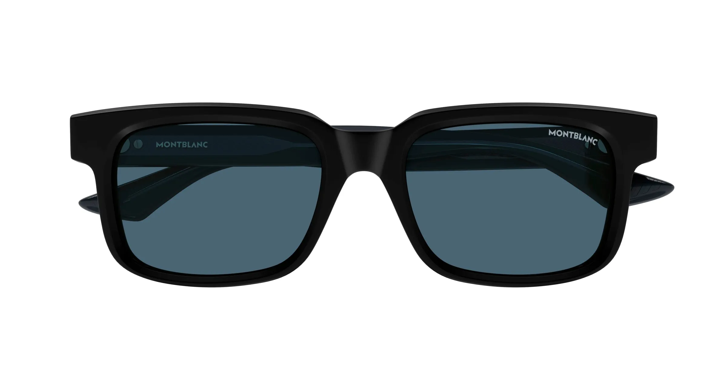 Montblanc MB0383S 003 Occhiali da sole Acetato Nero Blu Squadrata - immagine 2