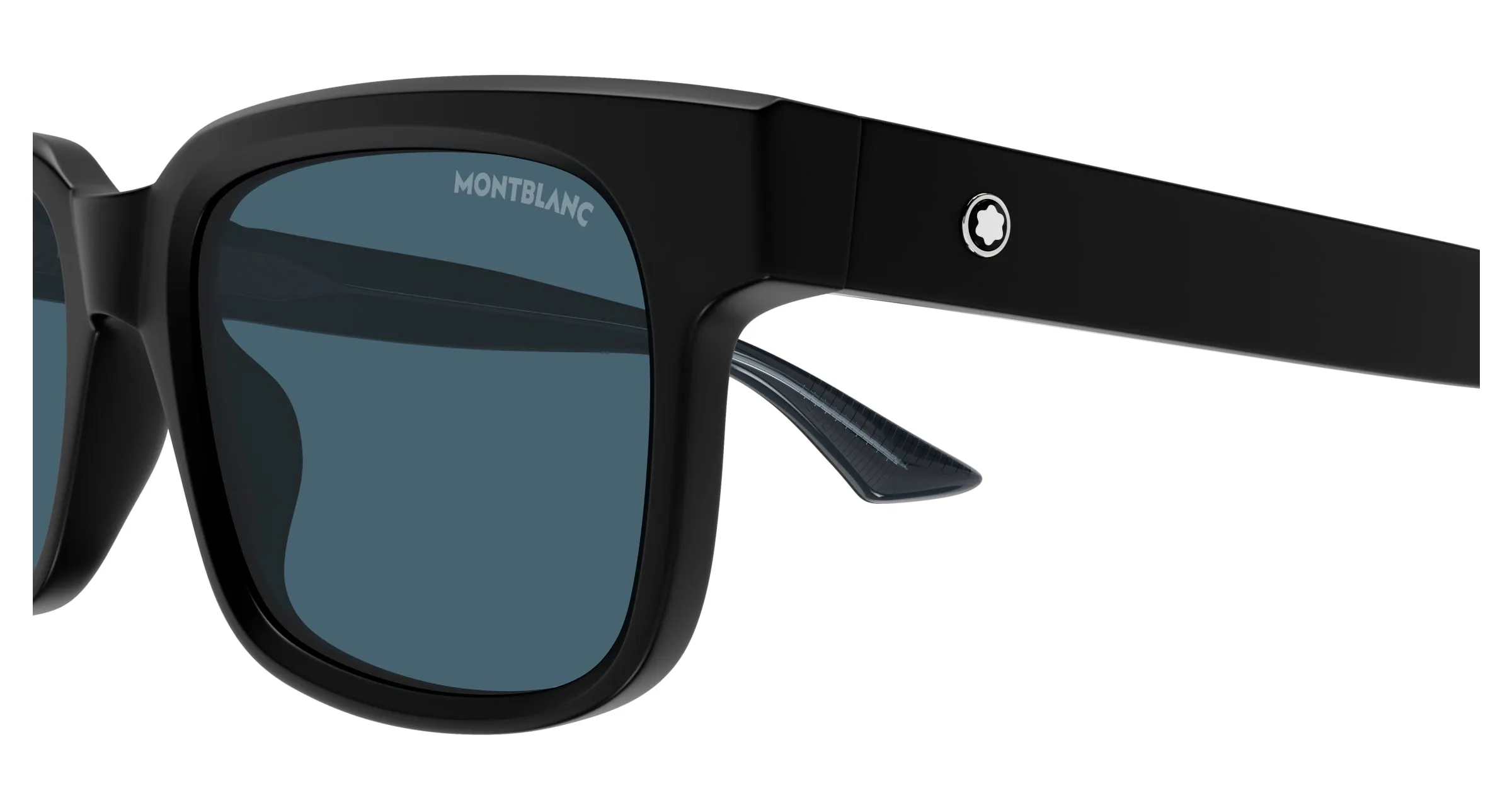 Montblanc MB0383S 003 Occhiali da sole Acetato Nero Blu Squadrata - immagine 3