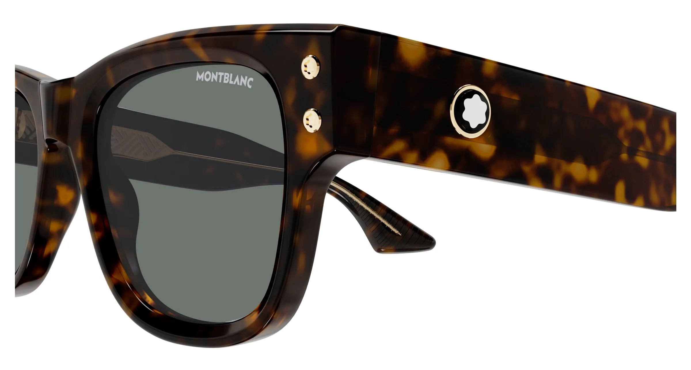 Montblanc MB0381S 002 Occhiali da sole Acetato Havana Grigio Squadrata - immagine 3