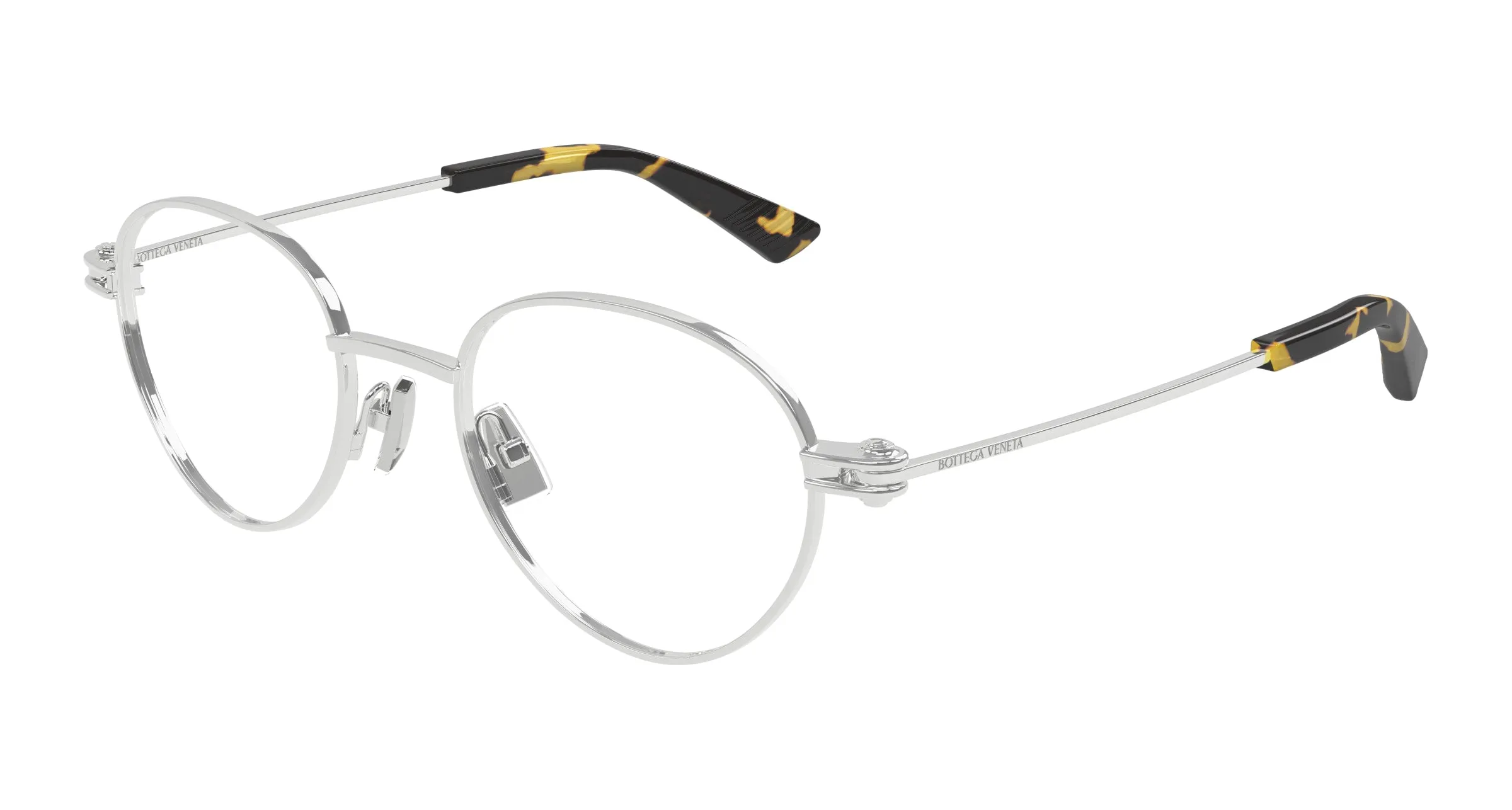 Bottega Veneta BV1382O 004 Montature da vista Metallo Argento Trasparente Rotonda - immagine 1