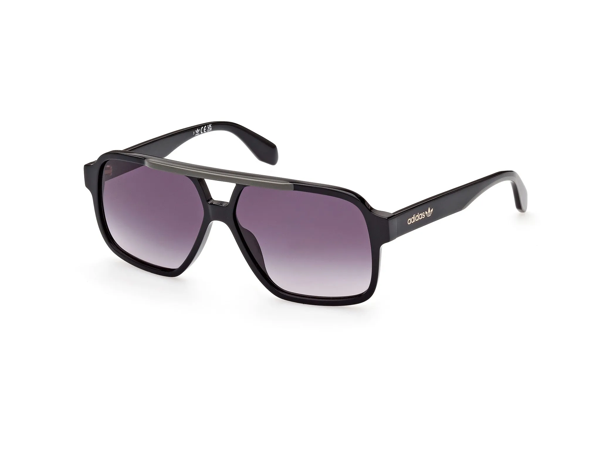 Adidas Sport Uomo Adidas OR0066 01B Occhiali da sole Acetato Nero Grigio Geometrica Normale Sfumato - immagine 1