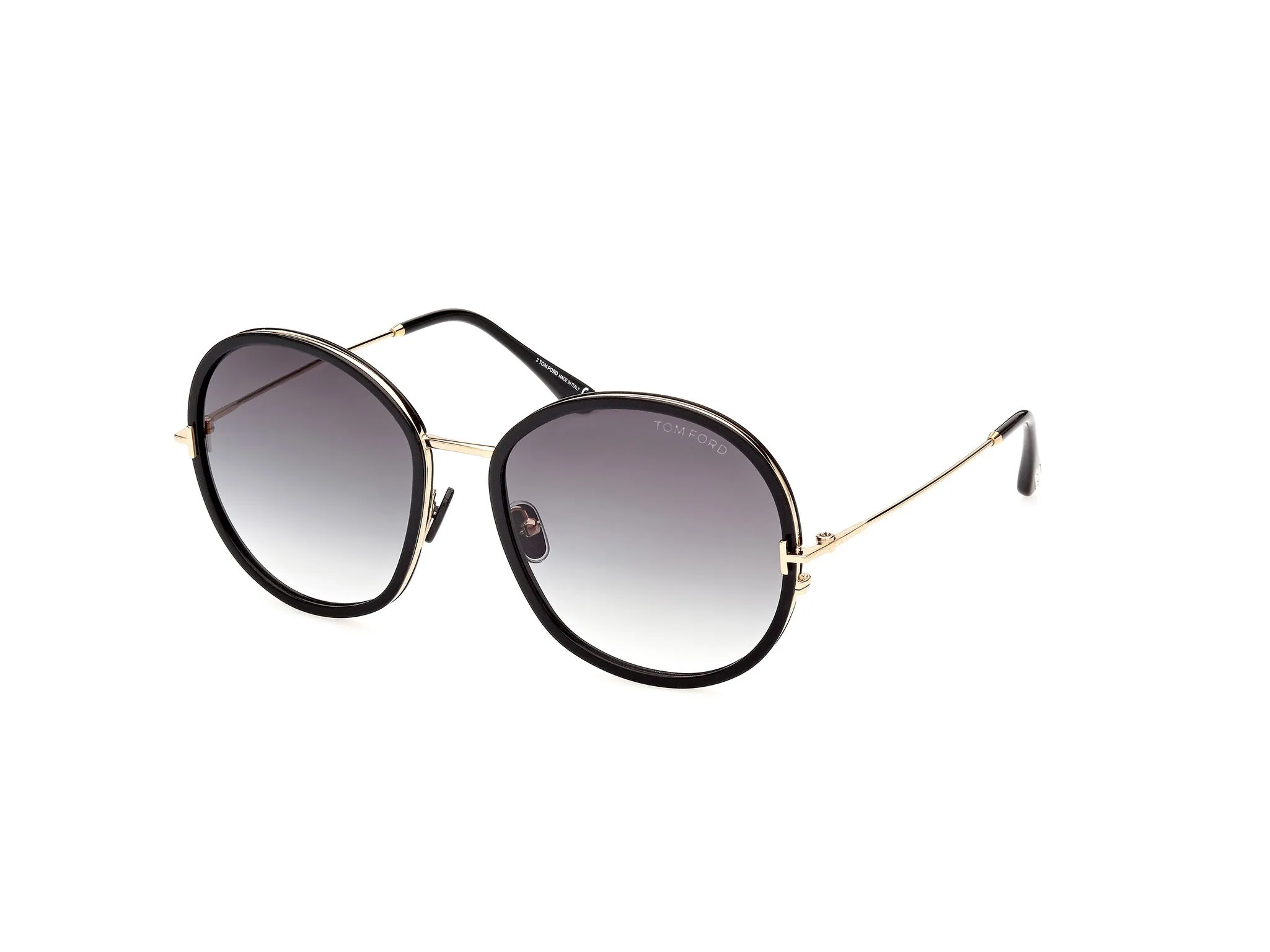 TOM FORD FT0946 HUNTER-02 01B Occhiali da sole Metallo Nero Grigio Rotonda Normale Sfumato - immagine 1