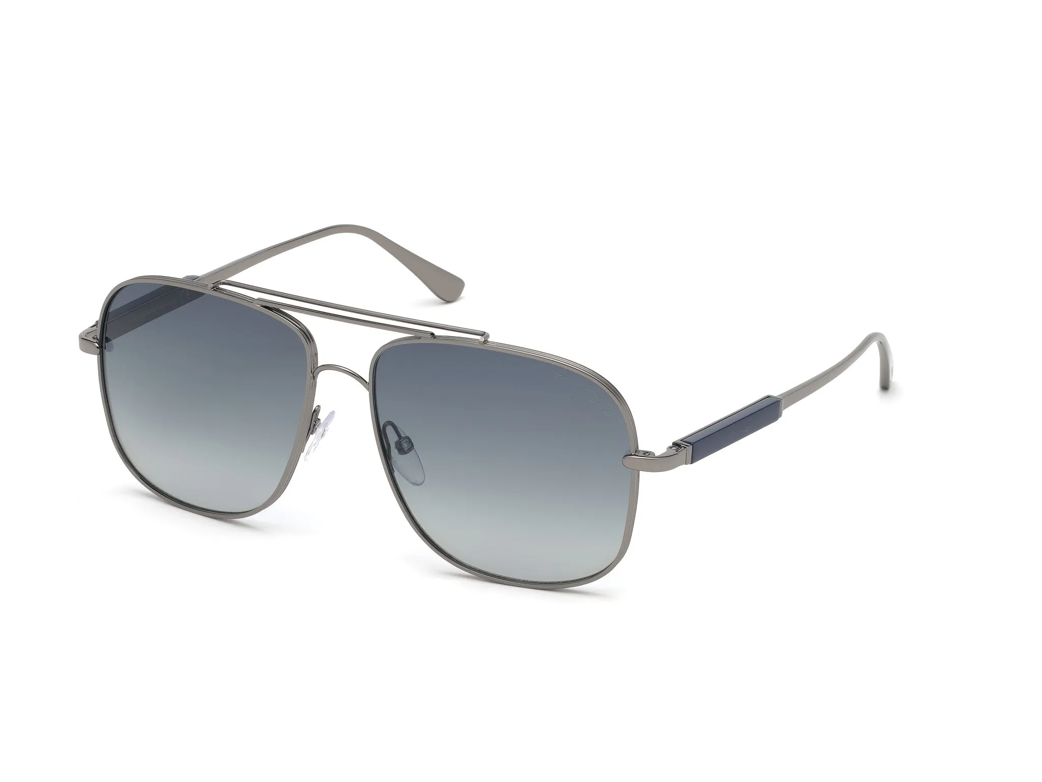 TOM FORD FT0669 JUDE 12W Occhiali da sole Metallo Rutenio Blu Geometrica Normale Sfumato - immagine 1