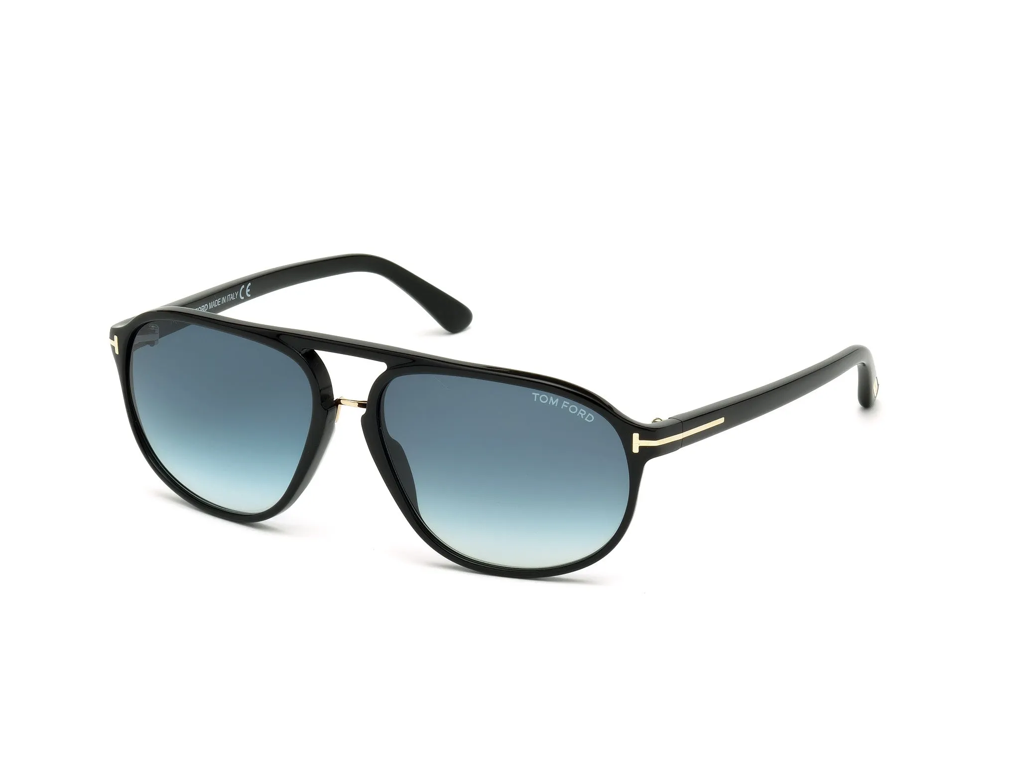 TOM FORD FT0447 JACOB 01P Occhiali da sole Acetato Nero Verde Rotonda Normale Sfumato - immagine 1