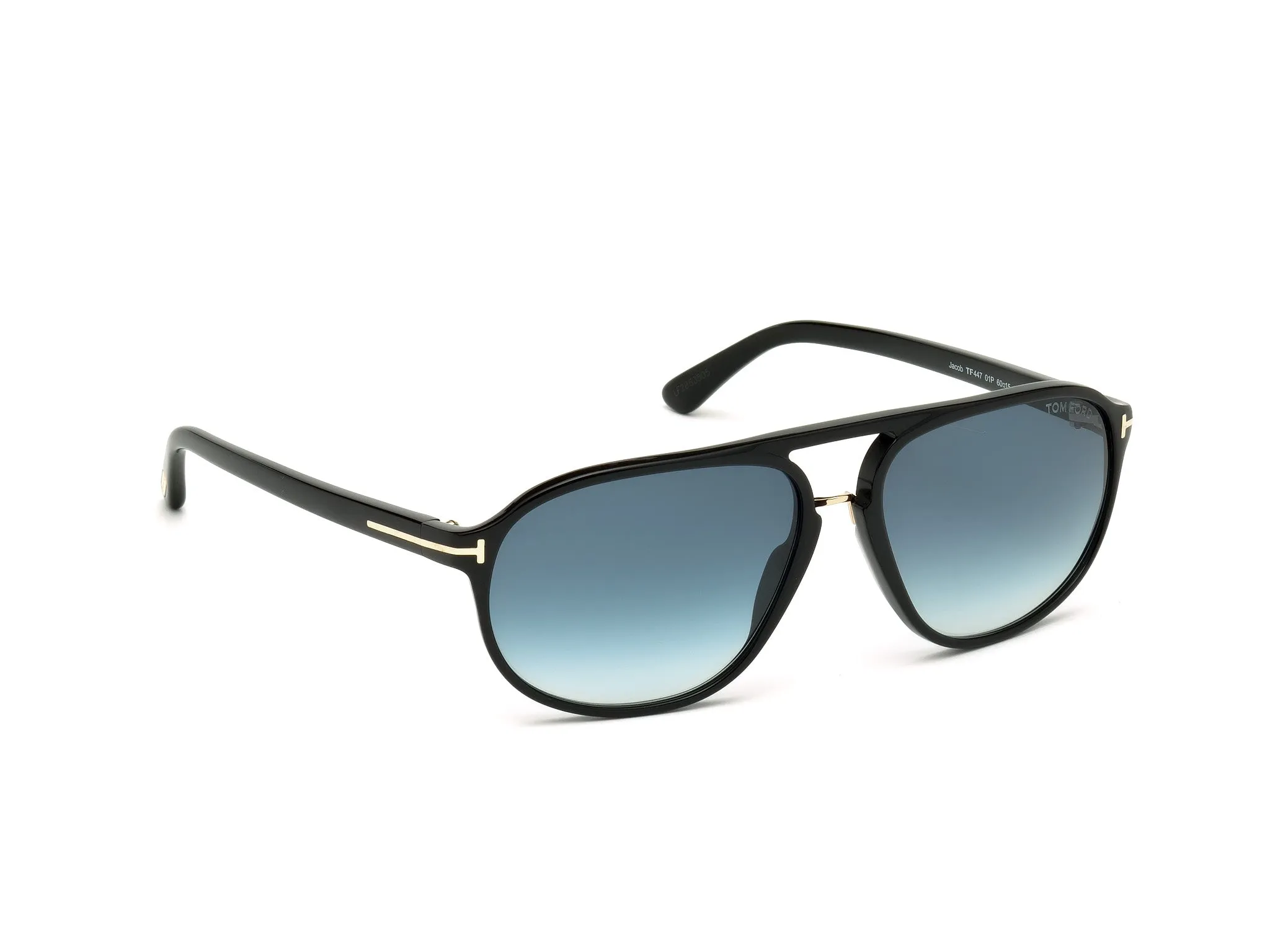TOM FORD FT0447 JACOB 01P Occhiali da sole Acetato Nero Verde Rotonda Normale Sfumato - immagine 2