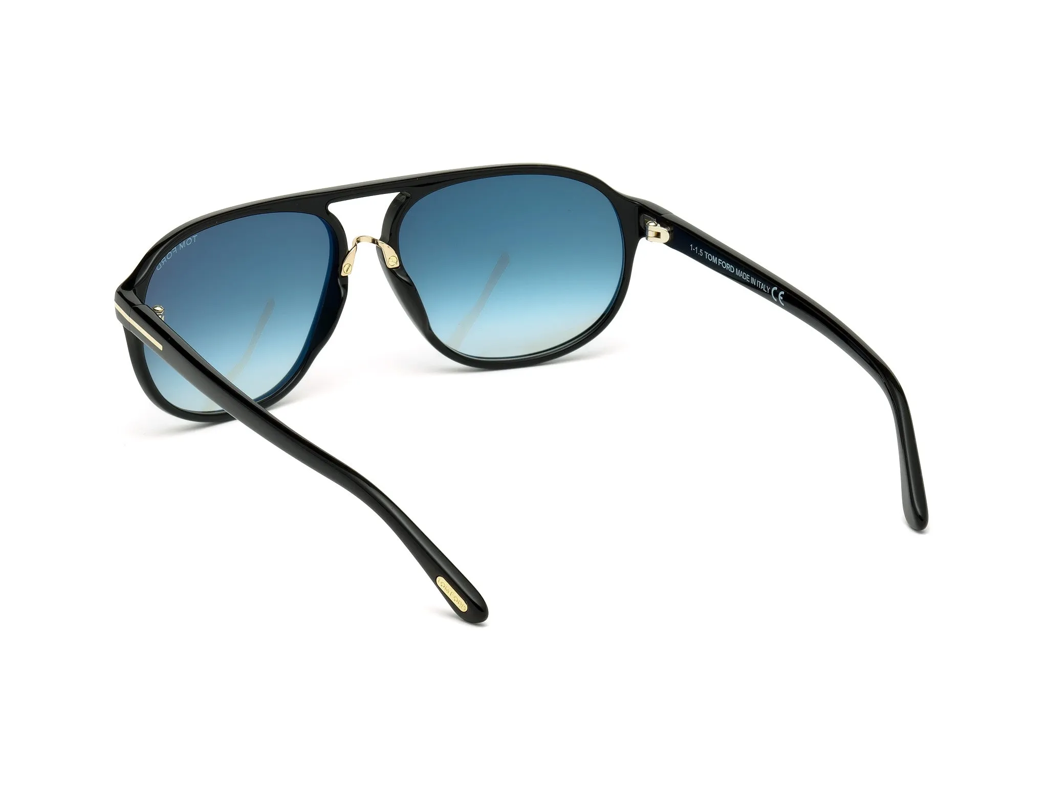 TOM FORD FT0447 JACOB 01P Occhiali da sole Acetato Nero Verde Rotonda Normale Sfumato - immagine 4