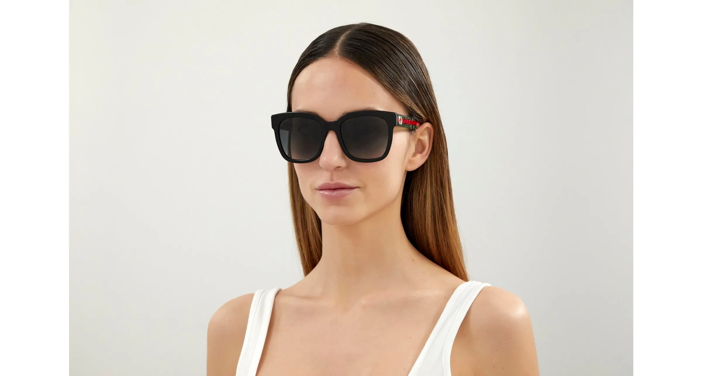 Gucci GG0034SN 002 Occhiali da sole Acetato Nero Grigio Squadrata Sfumato - immagine 2